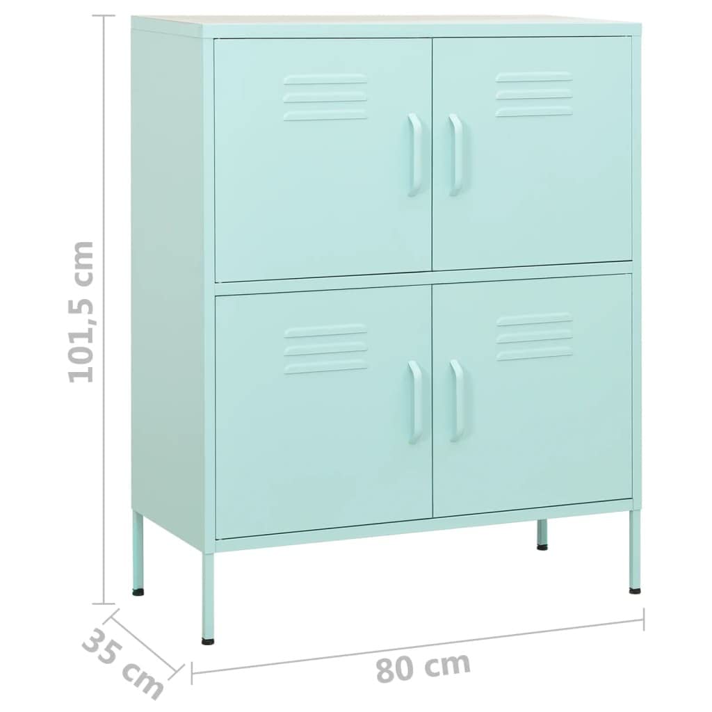 4-Door Steel Storage Cabinet with 2 Adjustable Shelves - Heavy Duty Metal Organizer for Home, Office & Garage - Perfect for Storing Tools, Household Supplies & More (Mint Green, Assembly Required)