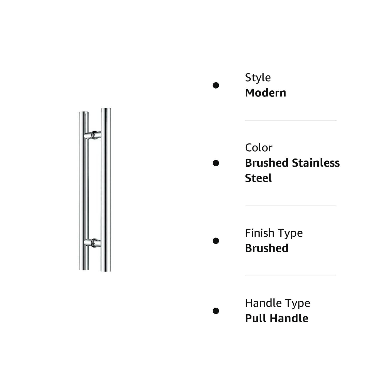 32 Inch Brushed Stainless Steel Door Handles - Modern Push/Pull Handles for Interior & Exterior Doors - Durable & Stylish Hardware for Homes, Offices, and Commercial Spaces
