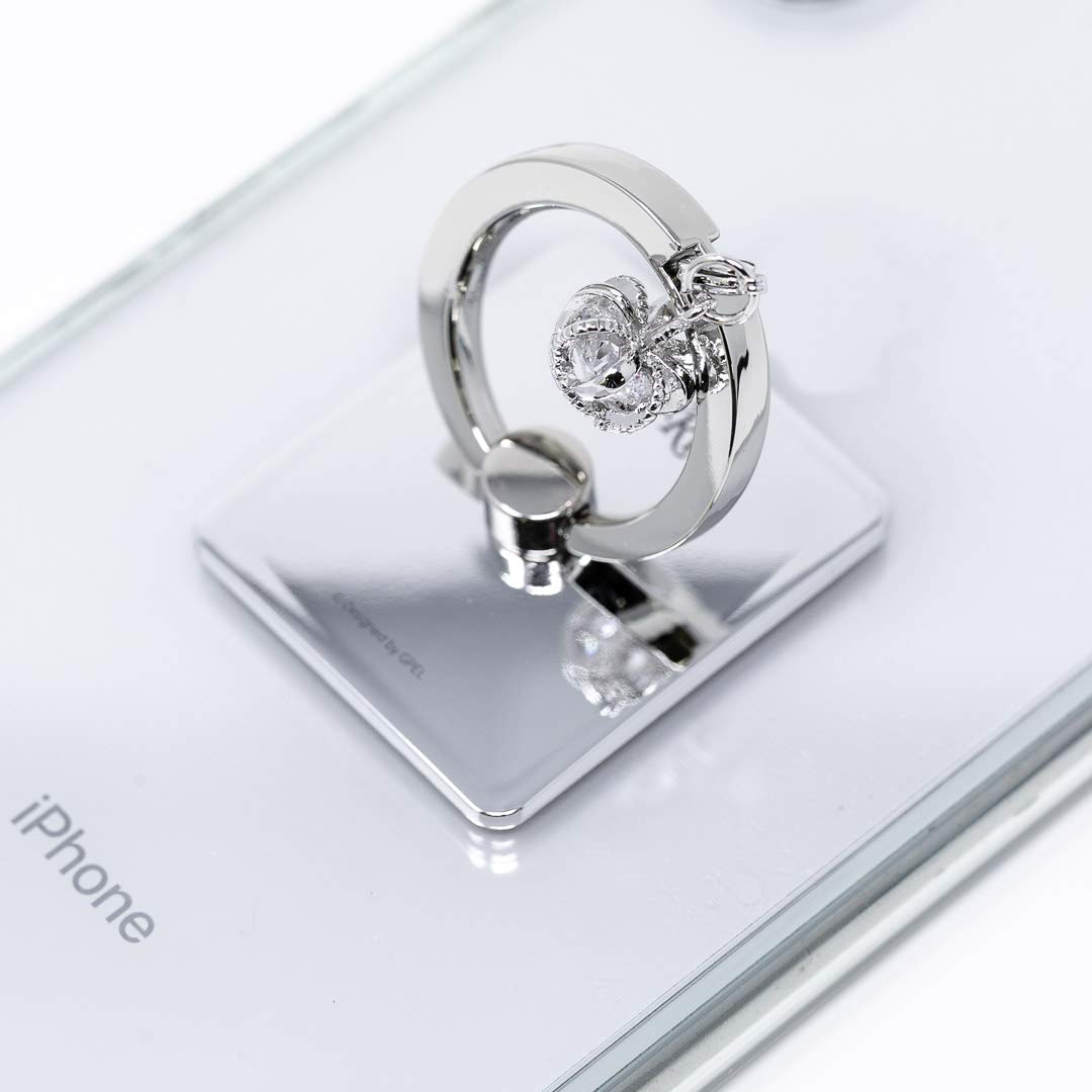 360° Rotating Phone Ring Holder - Silver Crystal Stand for Secure Grip & Kickstand, Perfect for Watching Videos & Selfies