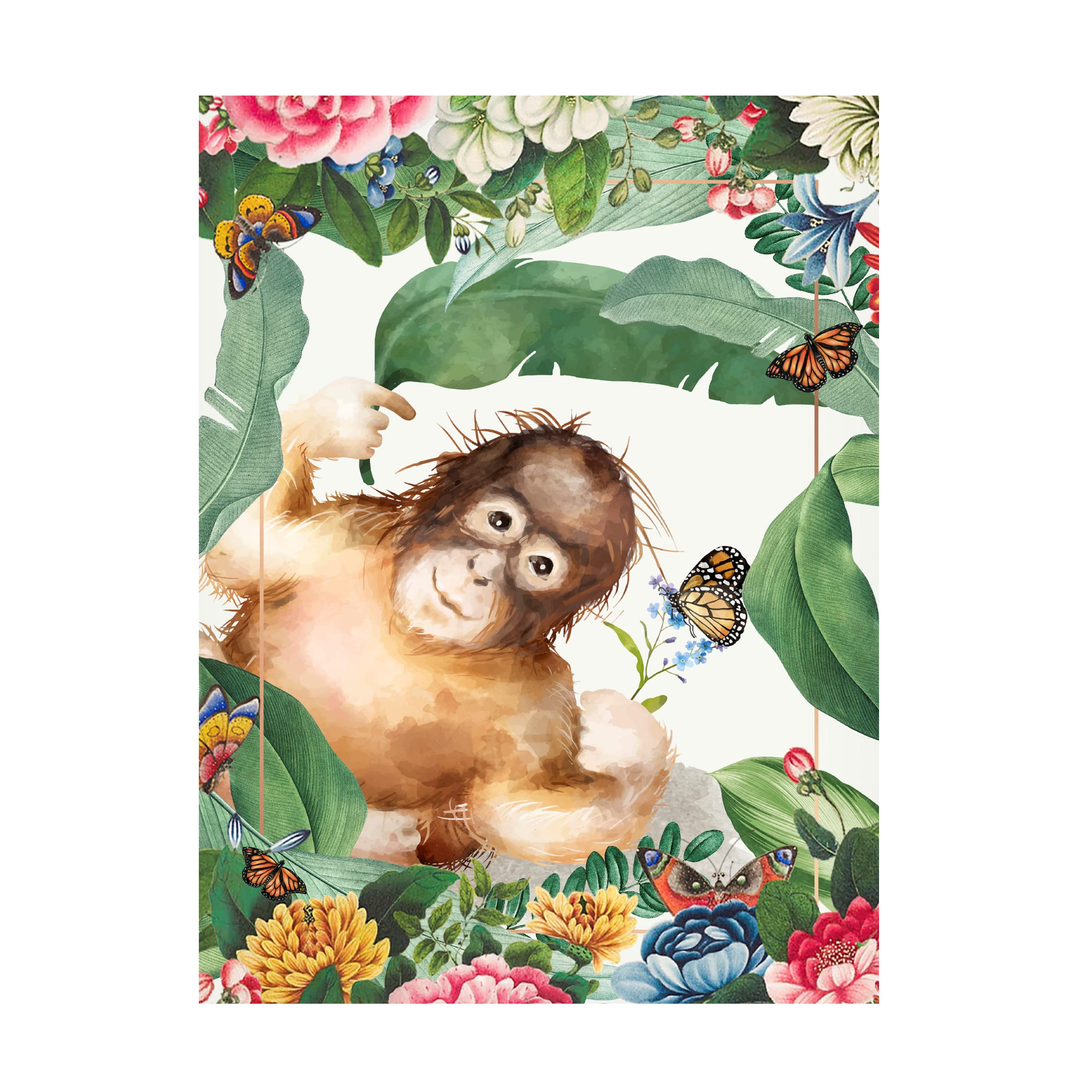 Trademark Fine Art 'Monkey Around' Canvas Wall Art Print by The Font Diva - Playful Home Decor for Living Room, Nursery & Kids Bedroom