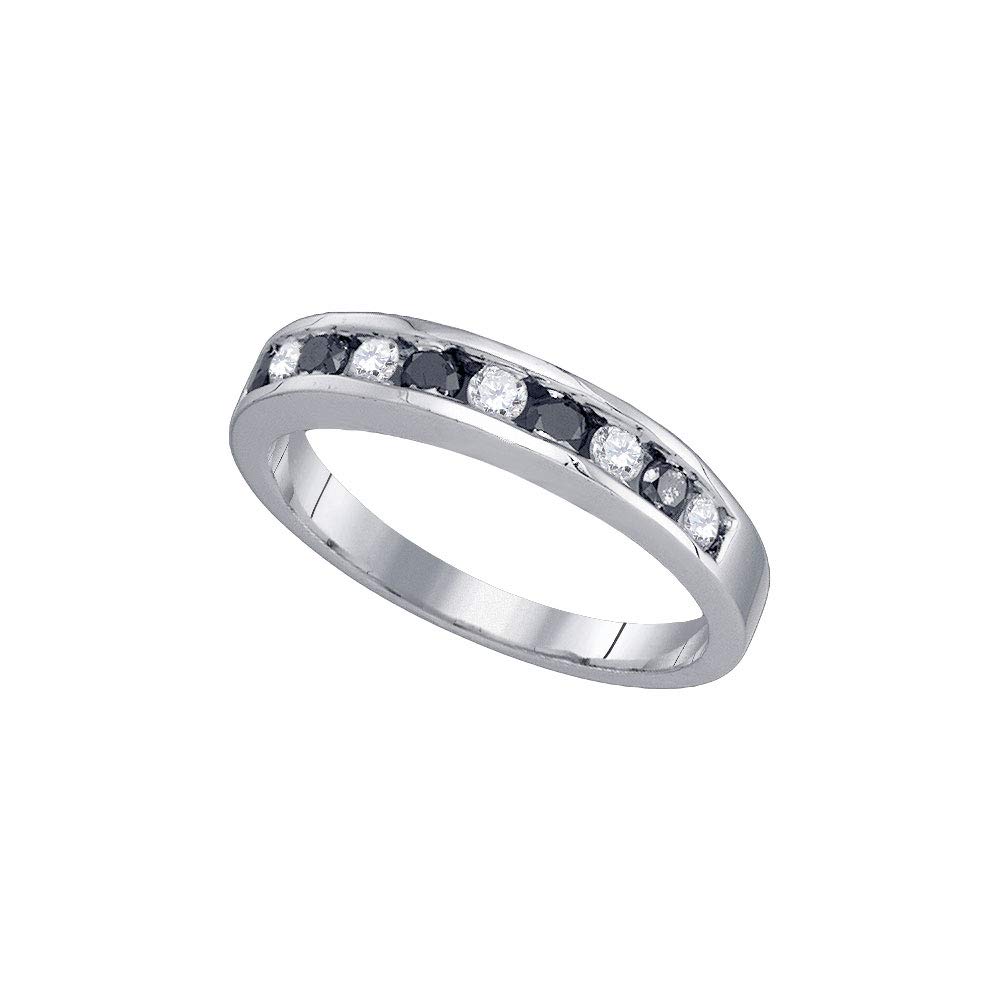 10K White Gold Women's Round Black Enhanced Diamond Band Ring - 1/4 CTTW | Elegant Wedding, Anniversary & Everyday Jewelry Gift for Her