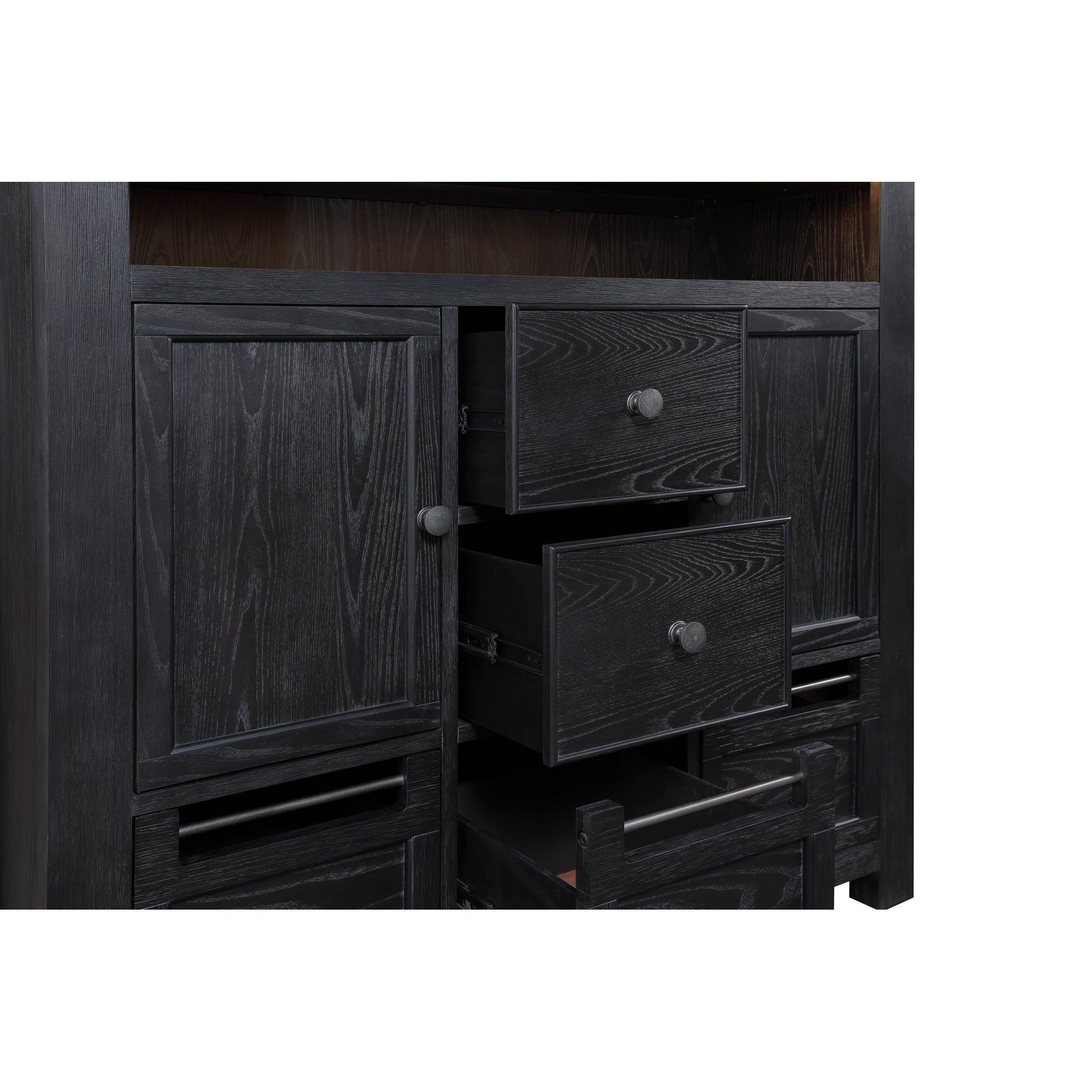 Midnight Valley Bureau Chest - Vintage Wooden Storage Cabinet with 3 Drawers for Home Office & Living Room Organization