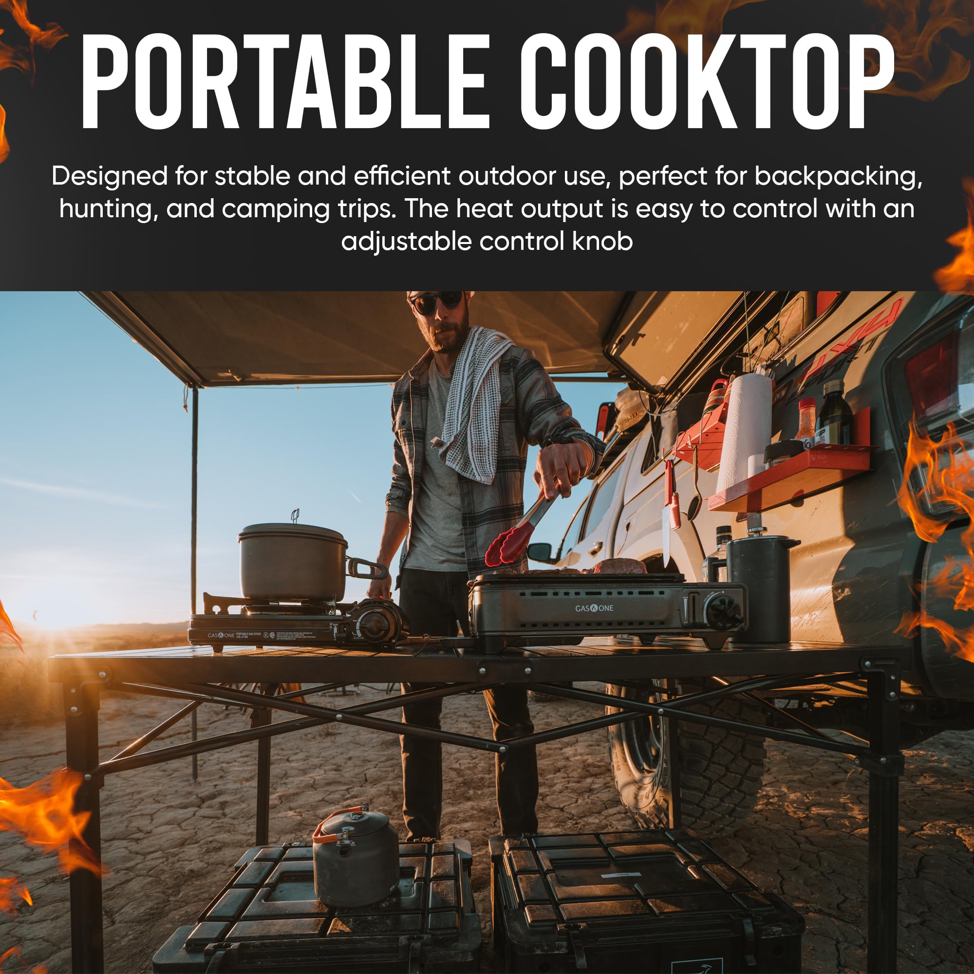 GasOne GS-2400P Dual Fuel Portable Camping Stove - Propane & Butane Compatible Outdoor Grill with Carrying Case - Perfect for Backpacking, Picnics & Emergency Cooking