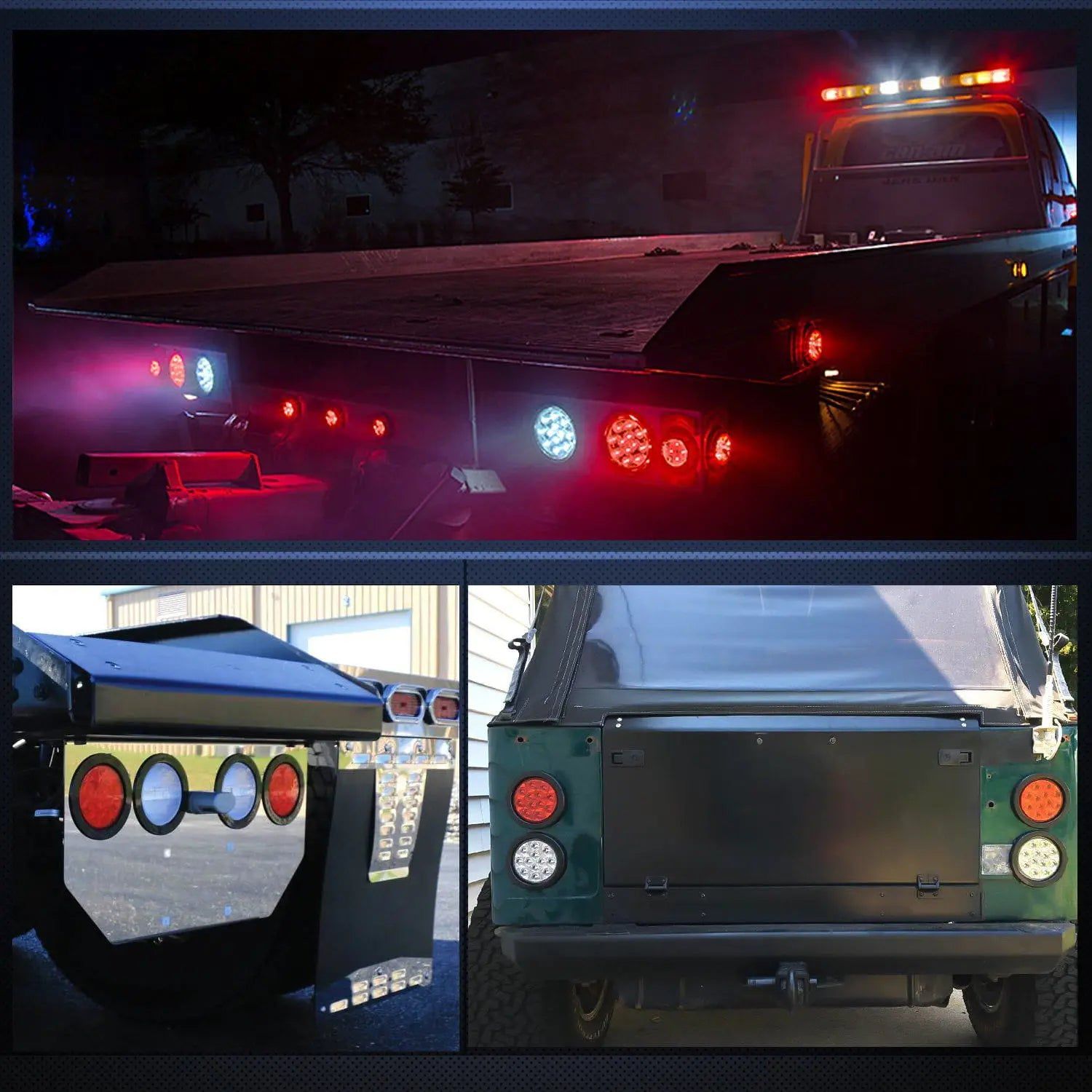 4 Inch Red Round 12 LED Tail Lights for Cars, Trucks, SUVs - Waterproof & Durable Brake Lights (Pair) - Perfect for Night Driving & Off-Road Adventures