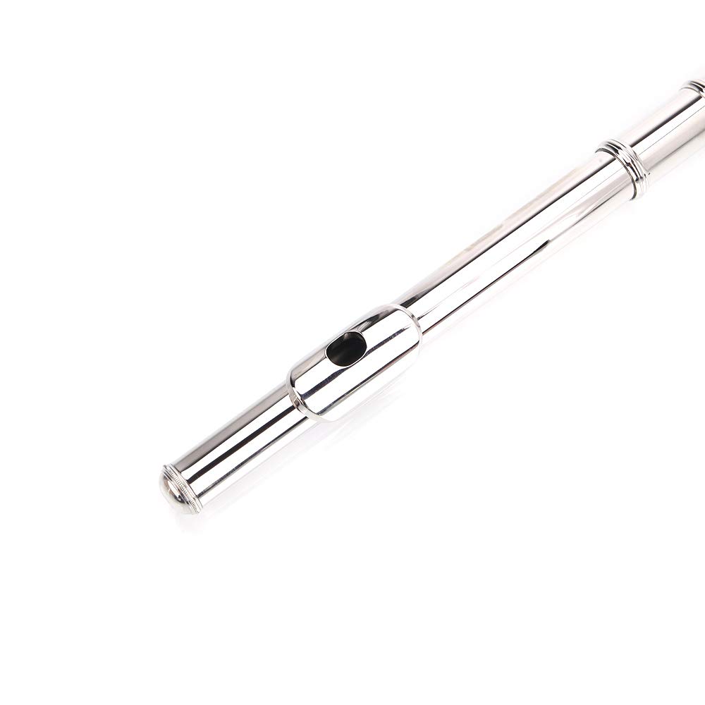 Professional GT4 Nickel Plated C Closed Hole Concert Band Flute with E Key - Perfect for School Bands, Orchestras & Solo Performances