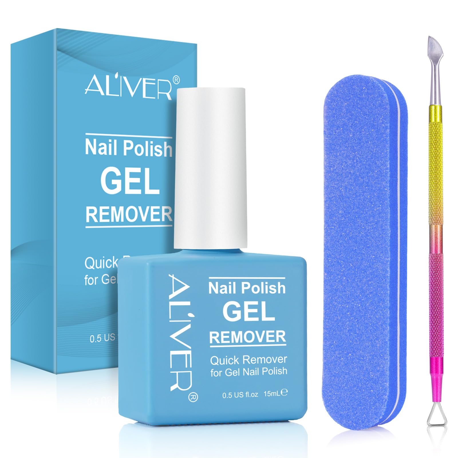 Professional Gel Nail Polish Remover Kit - 0.5 Fl Oz with Nail File & Scraper | Fast Acting Formula Removes Gel Polish in 3-5 Minutes | Gentle on Nails | Perfect for Salon & Home Manicures