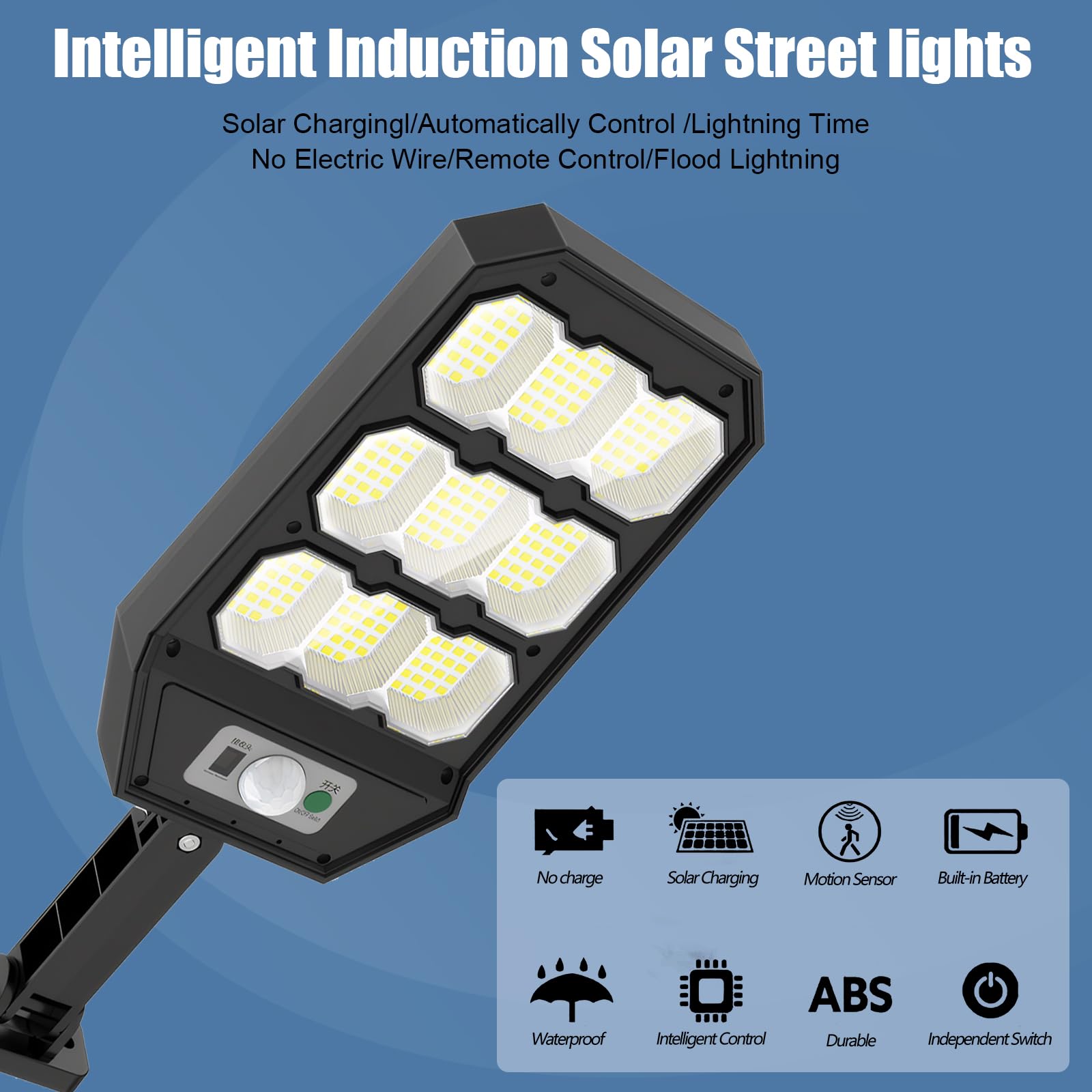 Qoosea Solar Street Lights Outdoor Waterproof - Dusk to Dawn Motion Sensor Solar Lights with 3 Modes & Remote Control - Solar Flood Lights for Backyard, Garage, Garden, Pathway (2 Pack) - Energy Efficient Outdoor Lighting for Security & Landscape Illumination