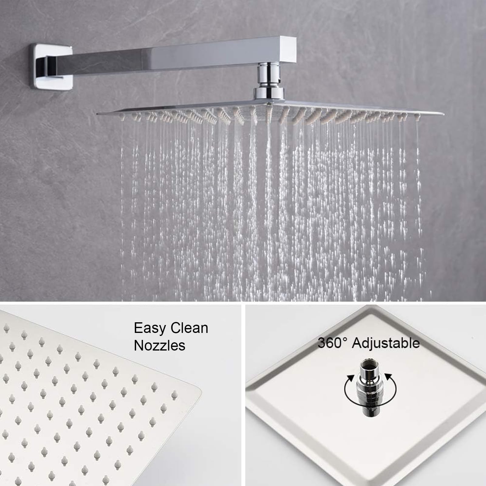 **High Pressure 10 Inch Rainfall Shower System with Handheld Shower Head & Wall Mounted Chrome Faucet Trim - Perfect for Spa-Like Bathroom Upgrades (Valve Included)**