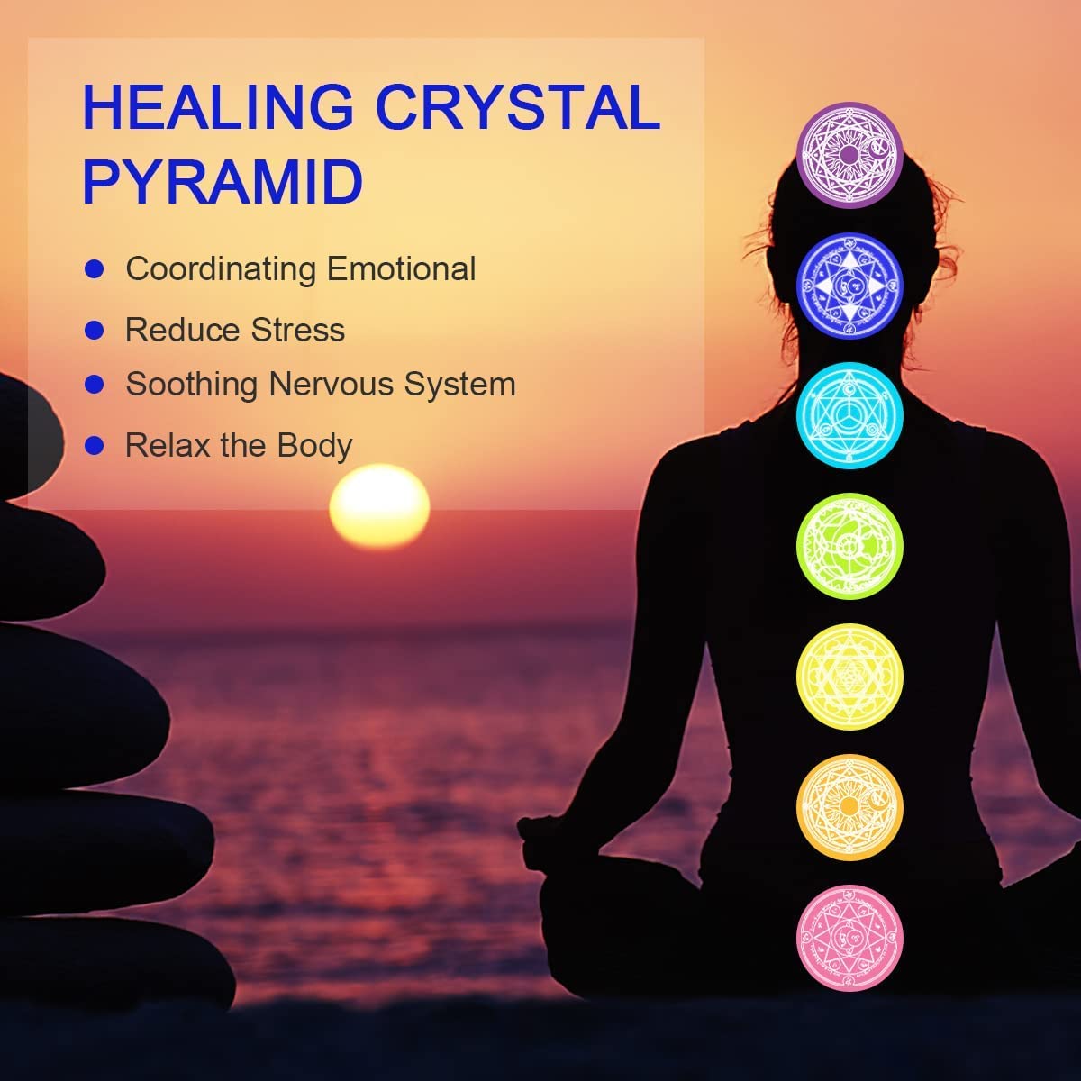Handmade Orgonite Pyramid with Rose Quartz & White Artificial Flower - Positive Energy Crystal Healing Stone for Chakra Reiki Meditation | Spiritual Decor, Office Desk Feng Shui, Yoga Room & Gift Idea