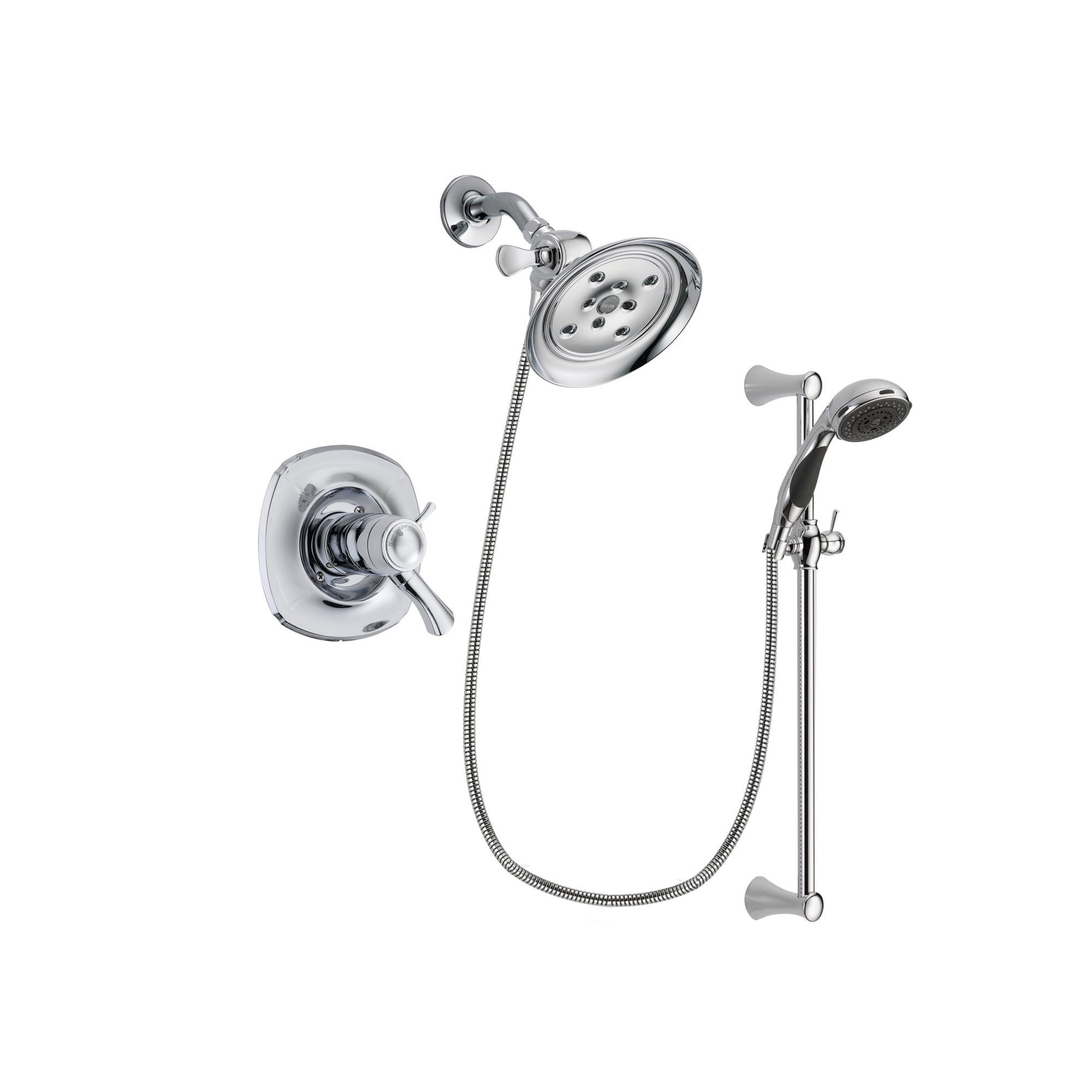 Delta Addison Chrome Finish Thermostatic Shower Faucet System with Large Rain Showerhead, 5-Spray Wall Mount Slide Bar & Handheld Shower - Includes Rough-in Valve DSP0772V - Perfect for Modern Bathroom Renovations & Spa-Like Shower Experience