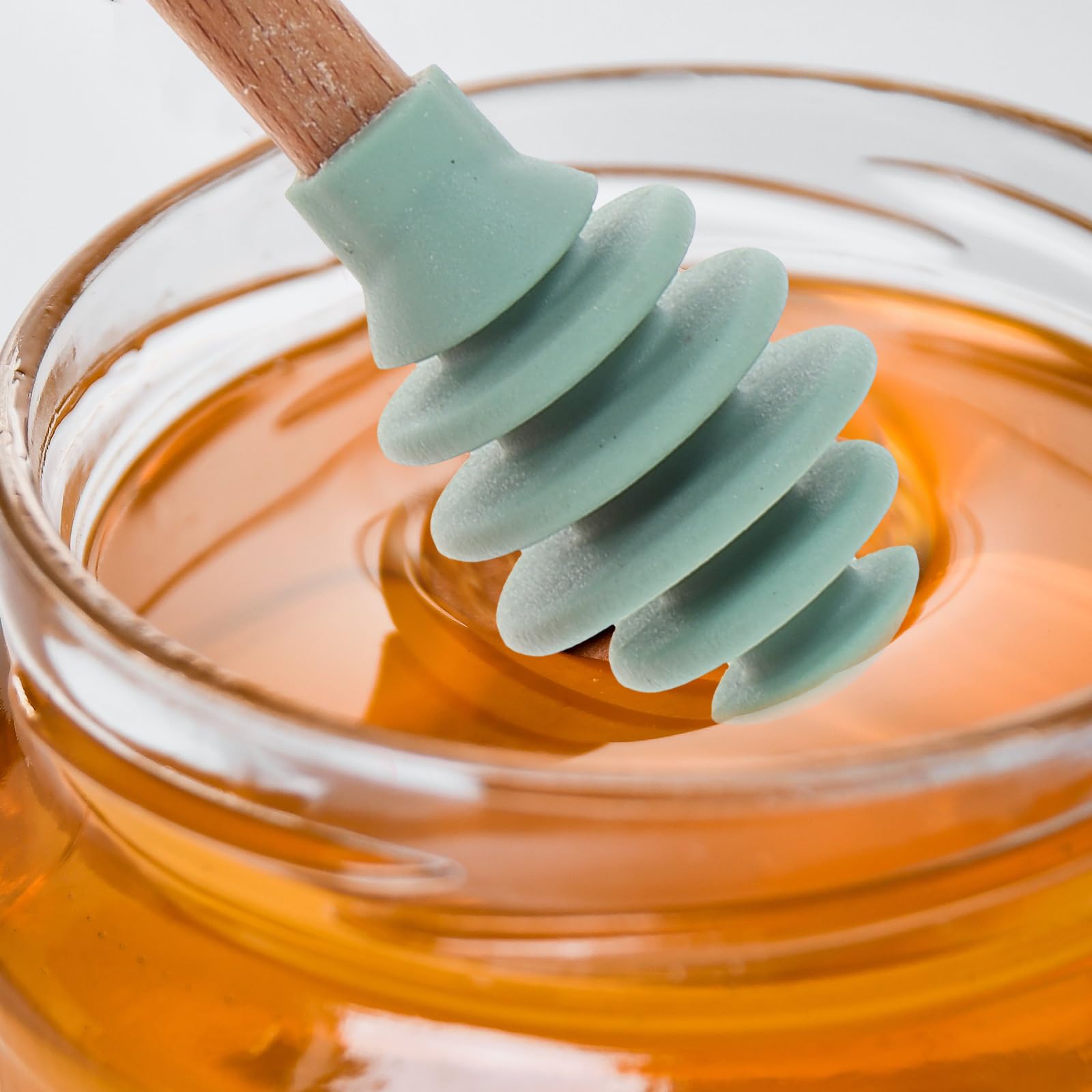 5pcs Silicone Honey Sticks - Non-Stick Honey Spoon & Dipper Set, Reusable Honey Comb Sticks, Honey Wand & Server for Tea, Charcuterie Boards, Cheese Platters & Breakfast - Perfect for Drizzling, Serving & Decorating