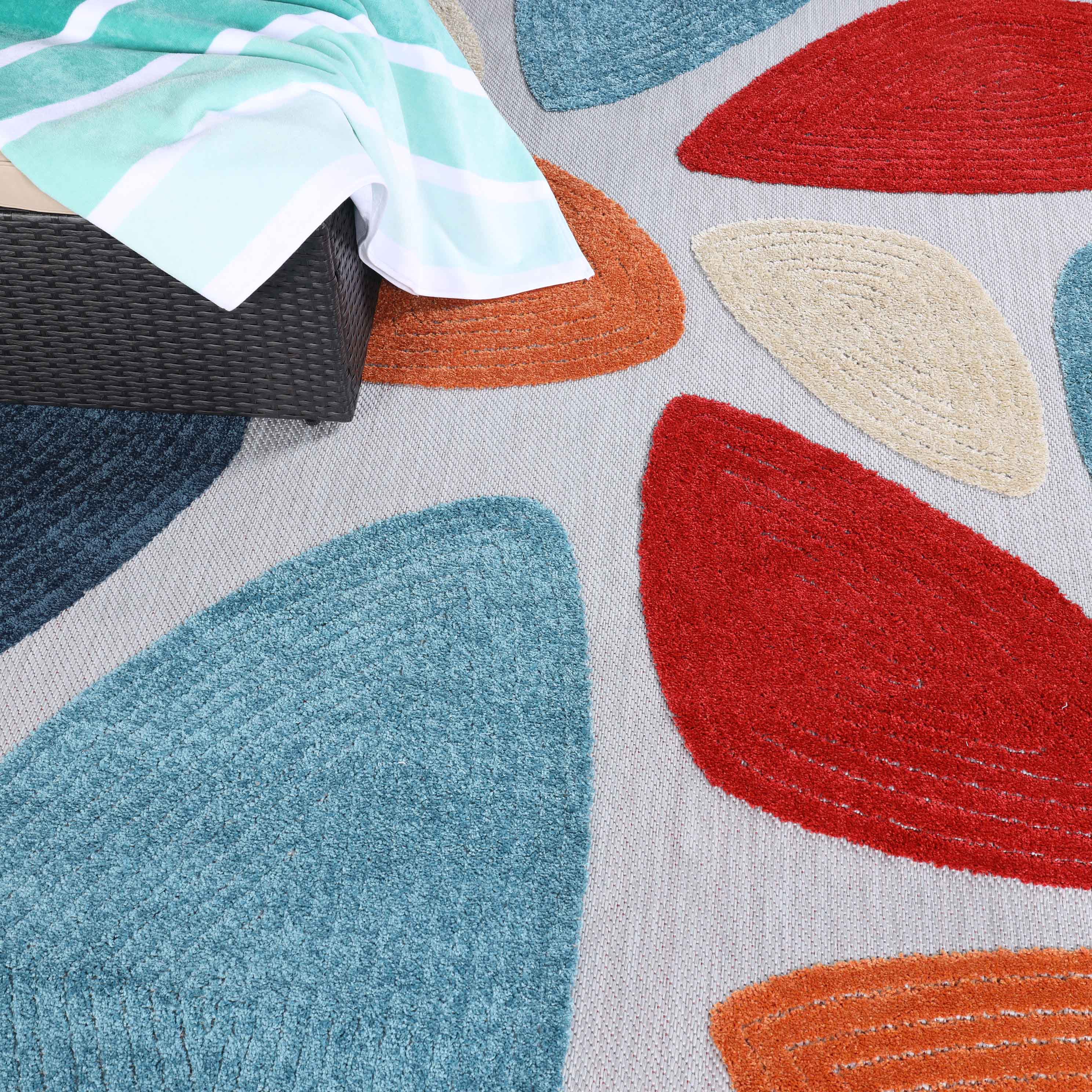 Modern Geometric Tulip Pattern Indoor/Outdoor Area Rug - Non-Slip, Waterproof & Durable for Living Room, Patio, Deck, and Bedroom Decor