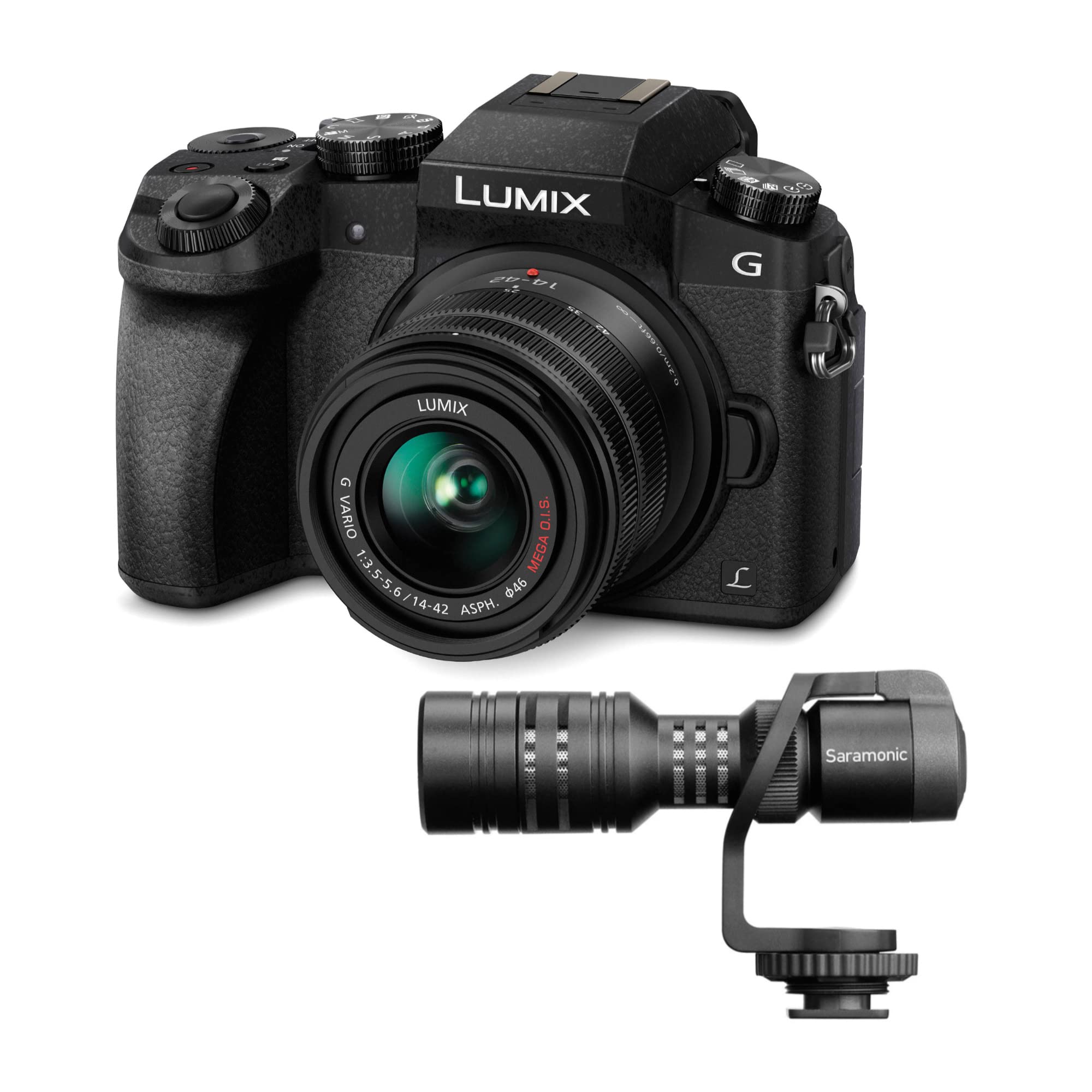 Panasonic LUMIX G7 4K Mirrorless Digital Camera with 14-42mm f/3.5-5.6 II Lens (Black) + Compact Shotgun Microphone Bundle - Perfect for Vlogging, YouTube Content Creation & Travel Photography