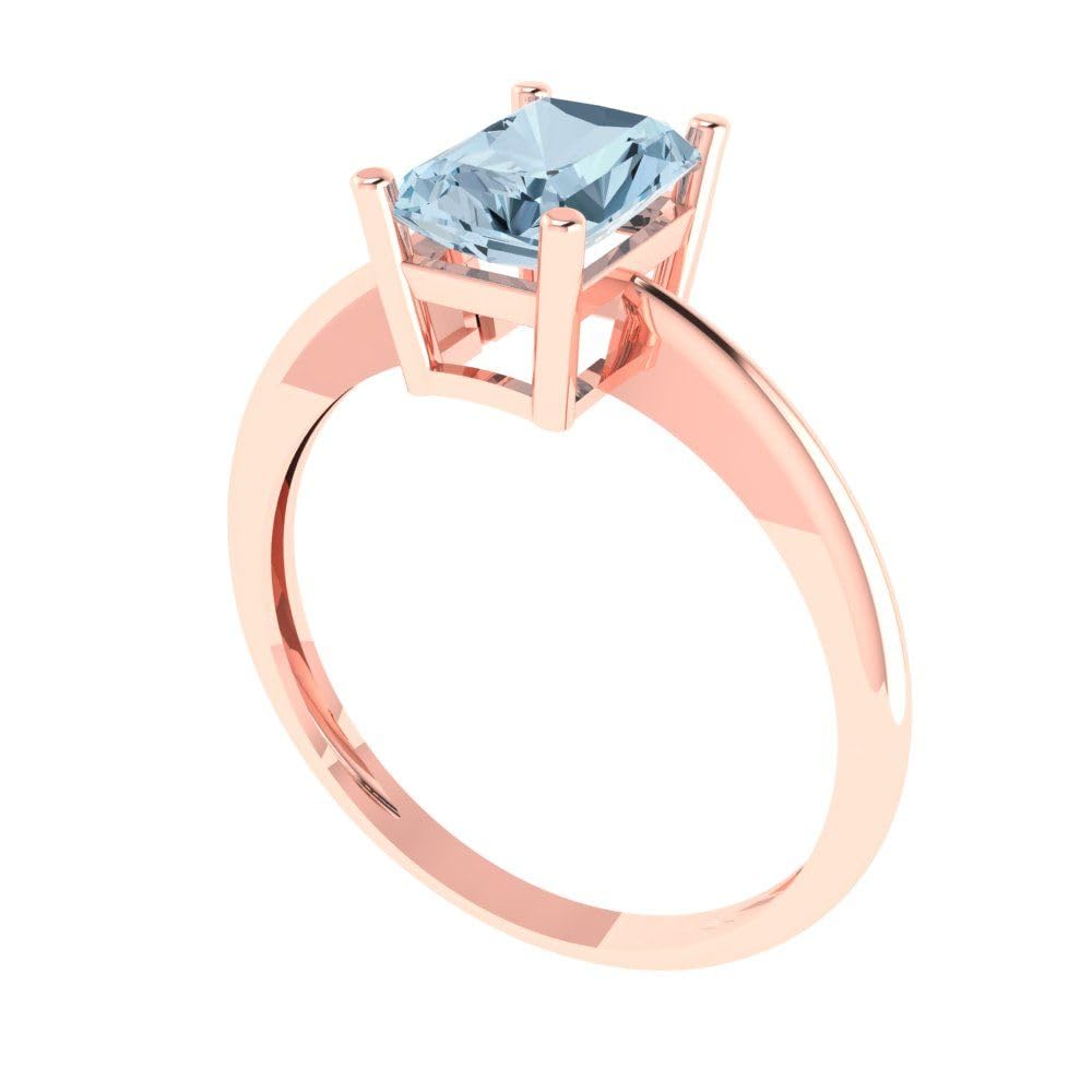 1.0 ct Natural Swiss Blue Topaz Radiant Cut Solitaire Engagement Ring - 14k Rose Gold Bridal Designer Anniversary Jewelry for Women - Perfect for Proposals, Weddings & Special Occasions