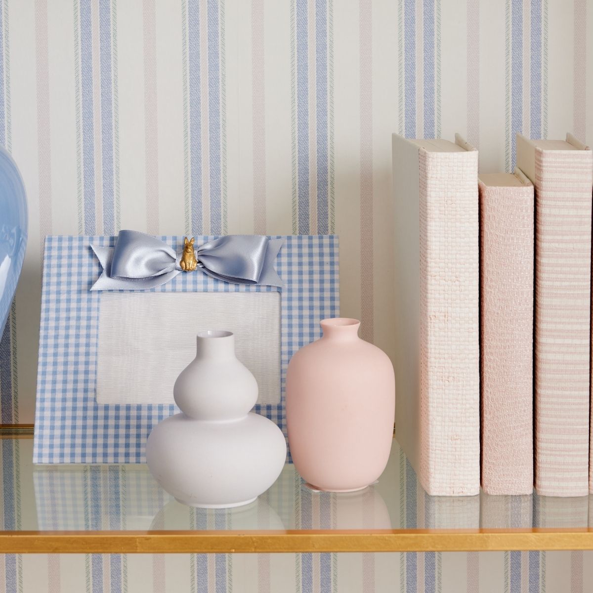 Blue & Blush Halo Stripe Wallpaper - Self-Adhesive Peel and Stick Wallpaper for Bedroom, Living Room, Nursery - Easy to Install Removable Wallpaper for Home Decor