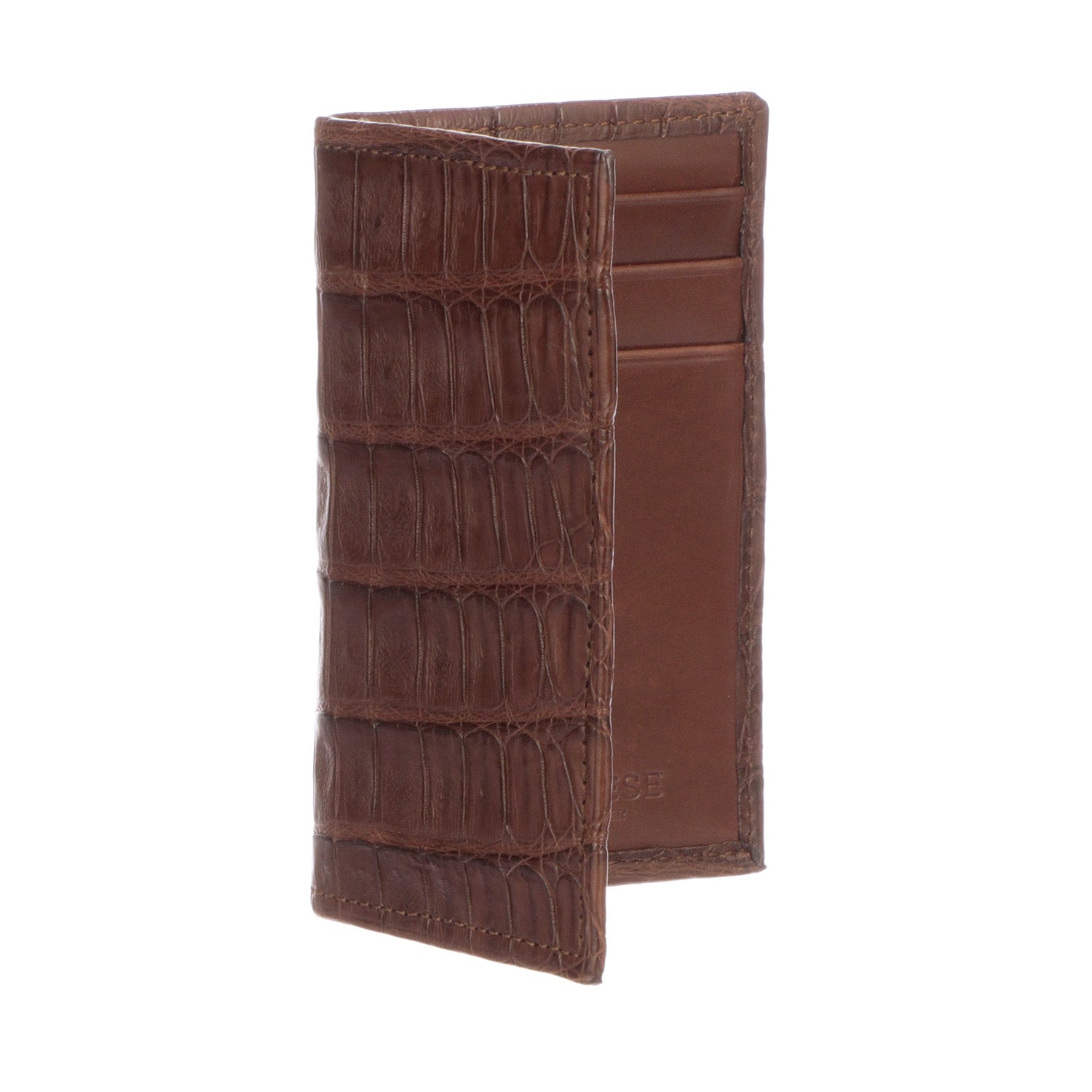 Genuine Crocodile Leather Bifold Wallet for Men - Premium Sienna Brown RFID Blocking Slim Wallet - Perfect for Everyday Use, Travel & Business