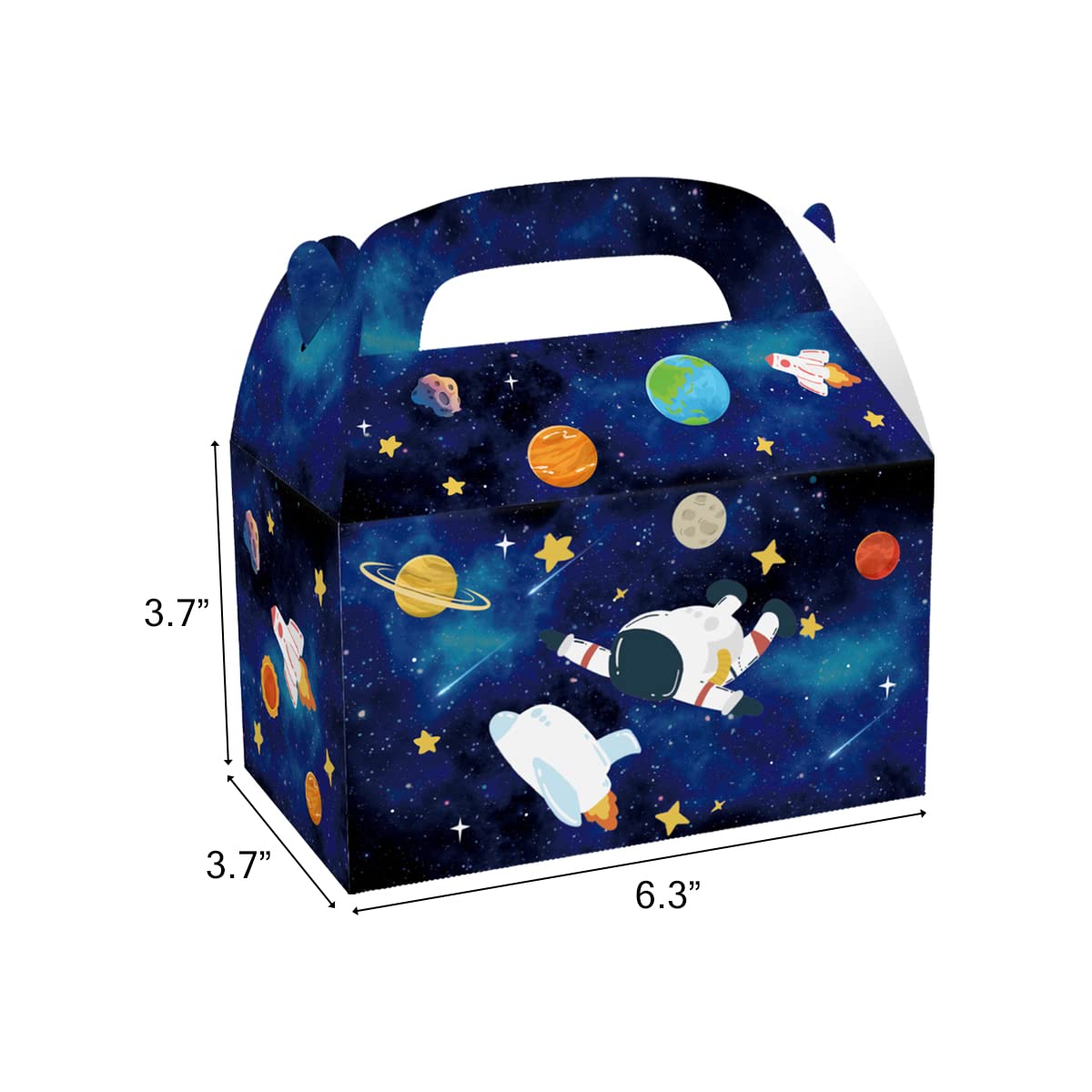 CIEOVO 24 Pack Outer Space Party Favor Boxes - Galaxy Themed Candy Treat Gift Boxes for Kids Birthday, Baby Shower & Classroom Rewards | Eco-Friendly Recycled Party Supplies for Space Theme Decorations