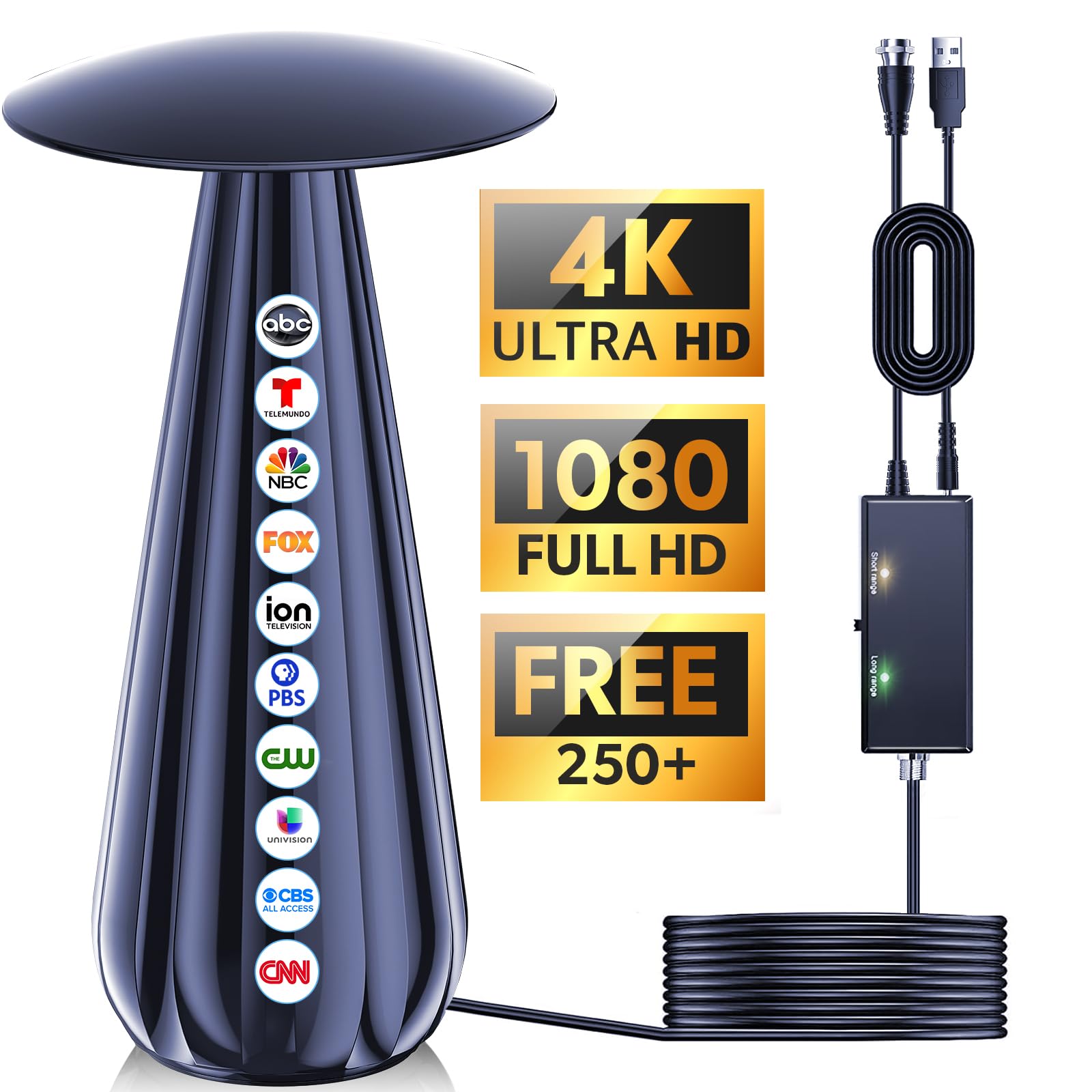 2024 Newest Indoor TV Antenna - 900+ Miles Long Range Digital HDTV Antenna with Amplifier for Smart TVs | Supports 8K 4K 1080p | 30ft Coaxial Cable Included | Perfect for Local Channels & Outdoor Signal Boosting (Great for Apartments, RVs & Rural Areas)