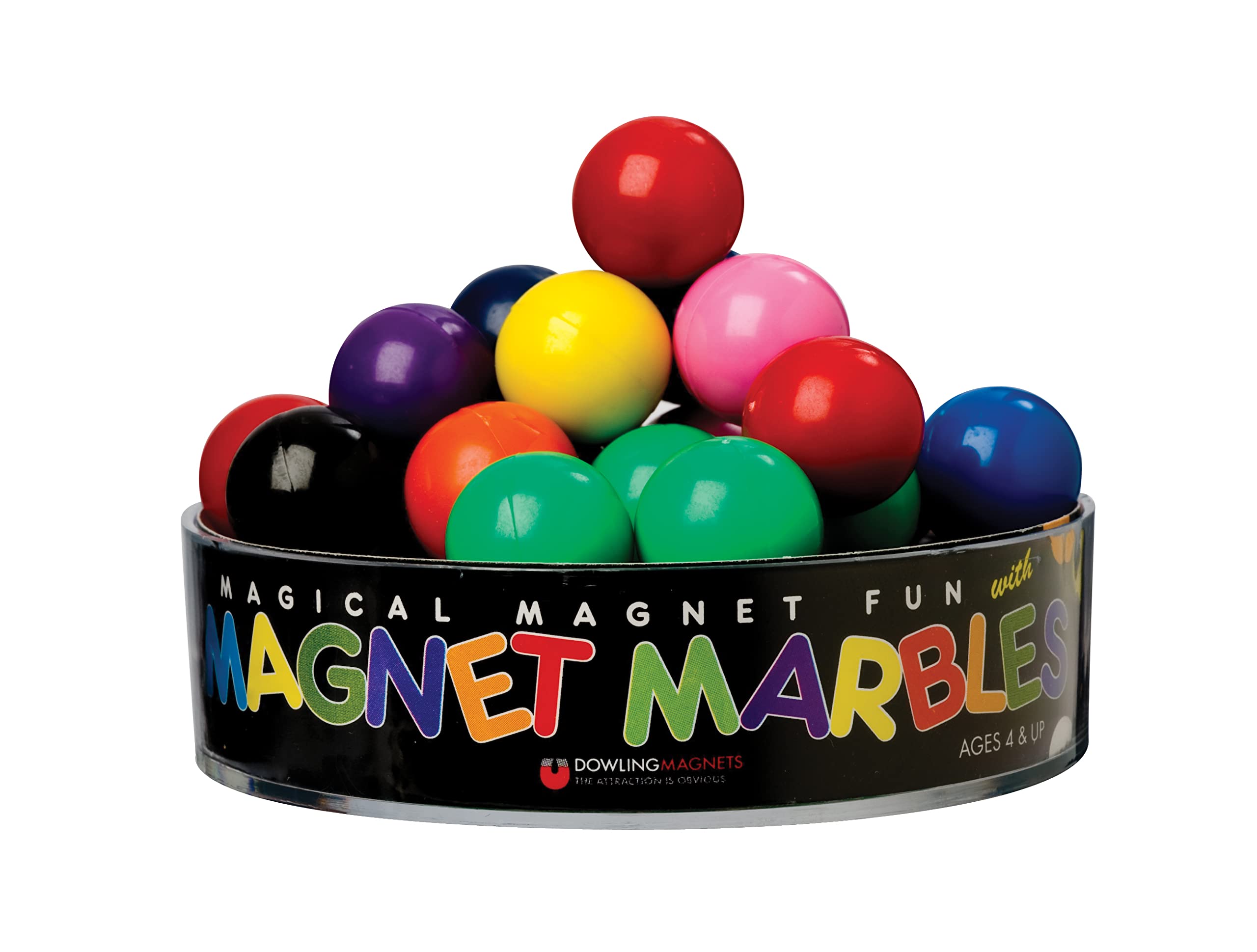 Dowling Magnets - 736606 Set of 20 Magnet Marbles (.63 inch Diameter) with Clear Dish - Perfect for Science Experiments, DIY Projects & Educational Activities