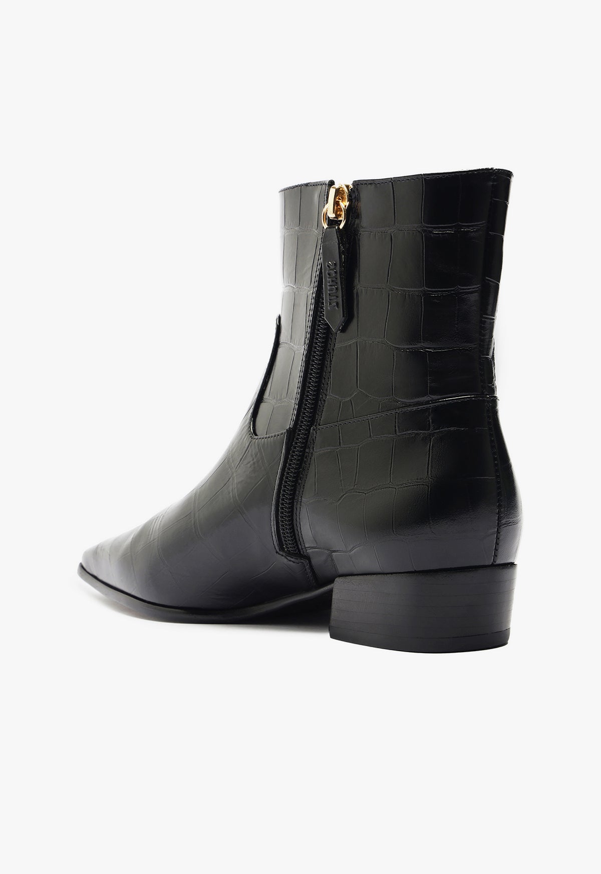 Helena Crocodile Embossed Leather Bootie - Low Heel Women's Ankle Boots (Style F24, Code S2204400010001) | Perfect for Office, Party & Casual Wear