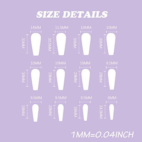 MISUD Long Coffin Press on Nails - 24pcs Ballet Ballerina Fake Nails with Glossy Finish, Goth Black Red Ombre Acrylic Nails for Women & Girls DIY | Vintage Nail Art Design for Parties, Halloween & Special Occasions