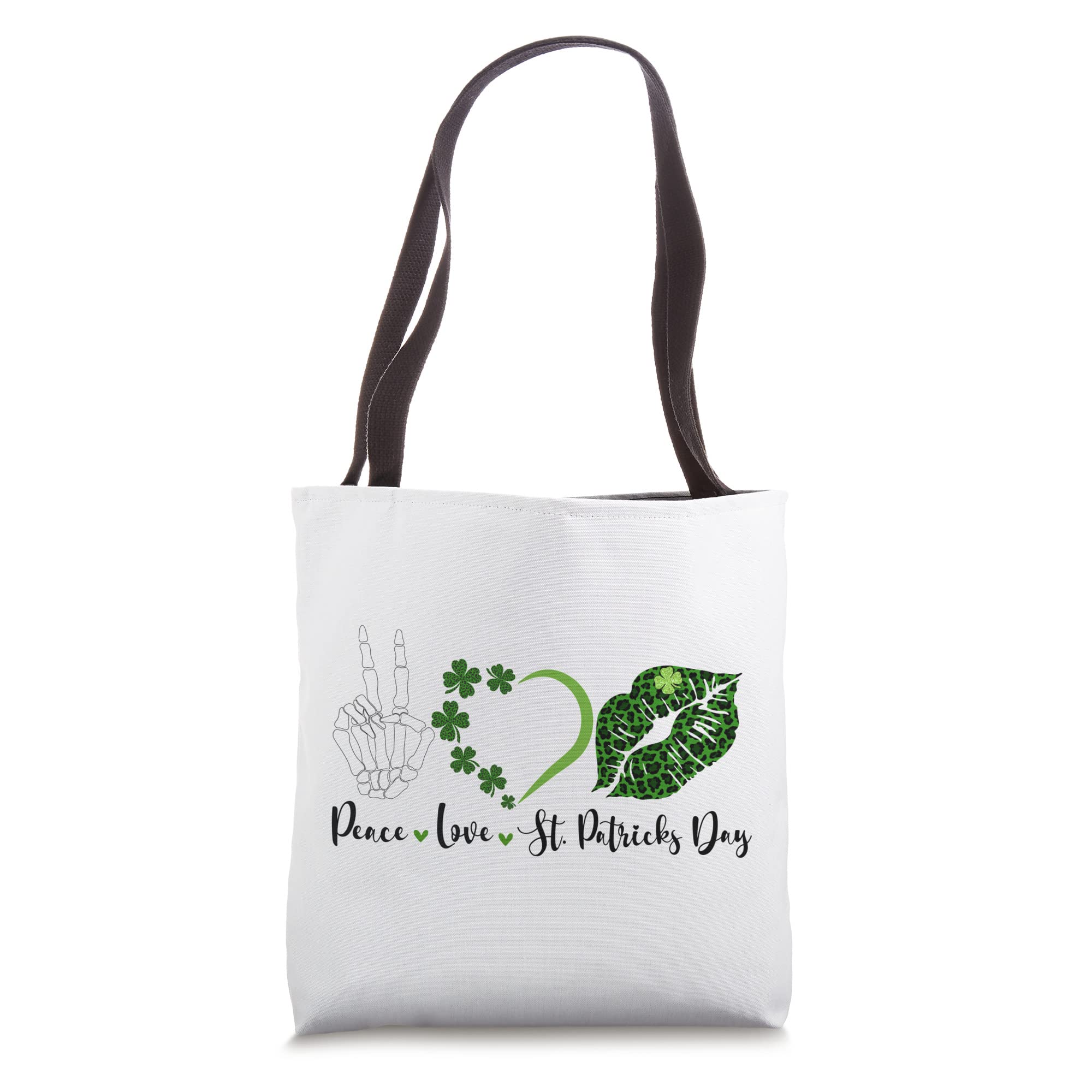 St. Patrick's Day Shamrock Peace Love T-Shirt & Tote Bag Set - Irish Pride Apparel for Parades, Parties & Festive Celebrations