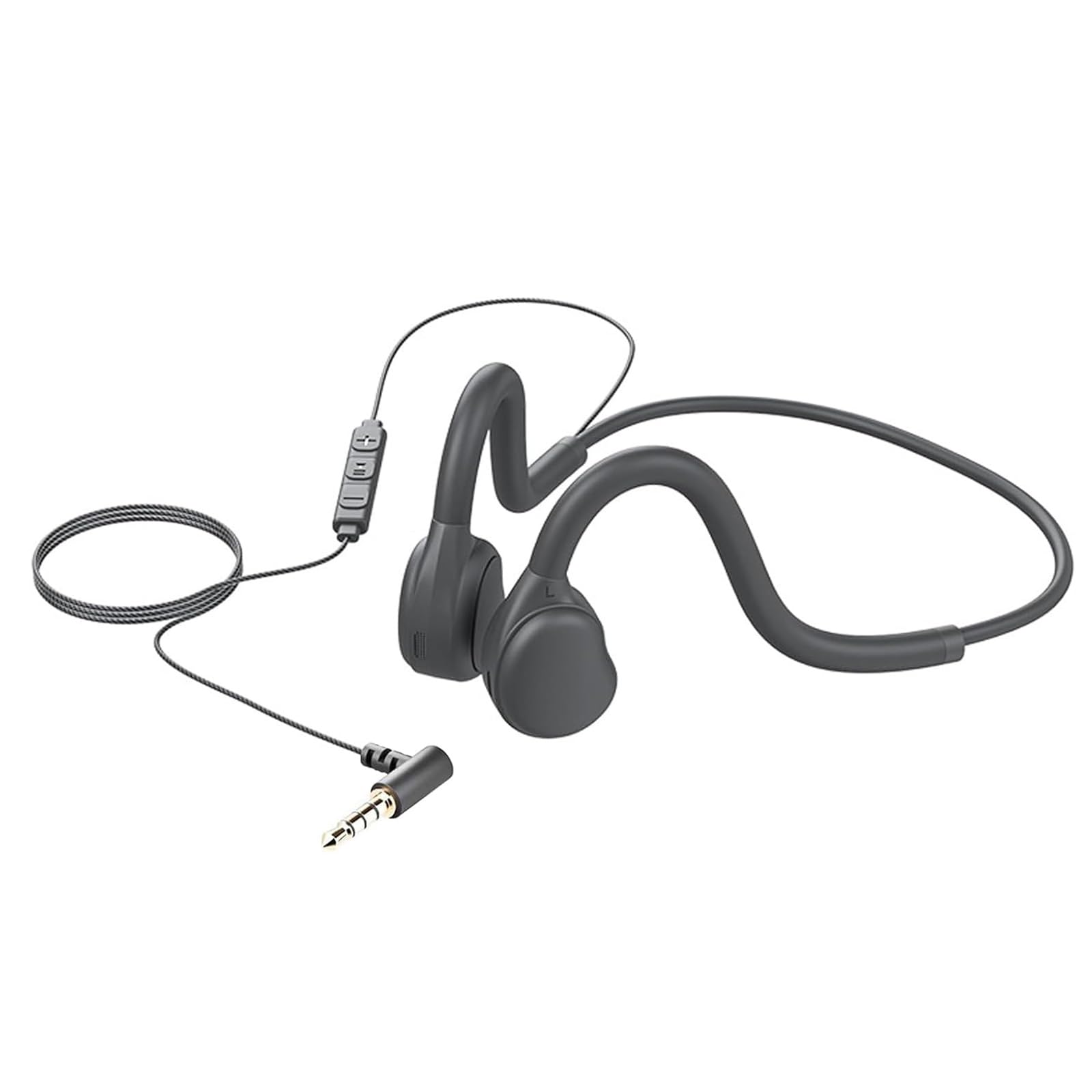 Fesoklaf Open Ear Sports Headphones with Mic - Wired Neckband Running Headphones, 3.5mm & Type C Connector, In-Line Volume Control - Perfect for Gym, Cycling, Jogging, Workout & Office Use - Lightweight Stereo Headset for Active Lifestyles