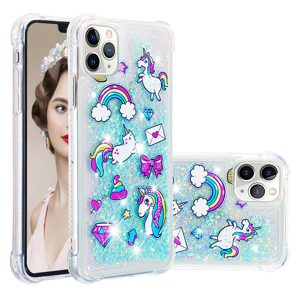 **iPhone 11 Pro Max Case - Shockproof Cute Bling Glitter TPU Protective Cover with Liquid Moving Effect for iPhone 11 Pro Max 6.5