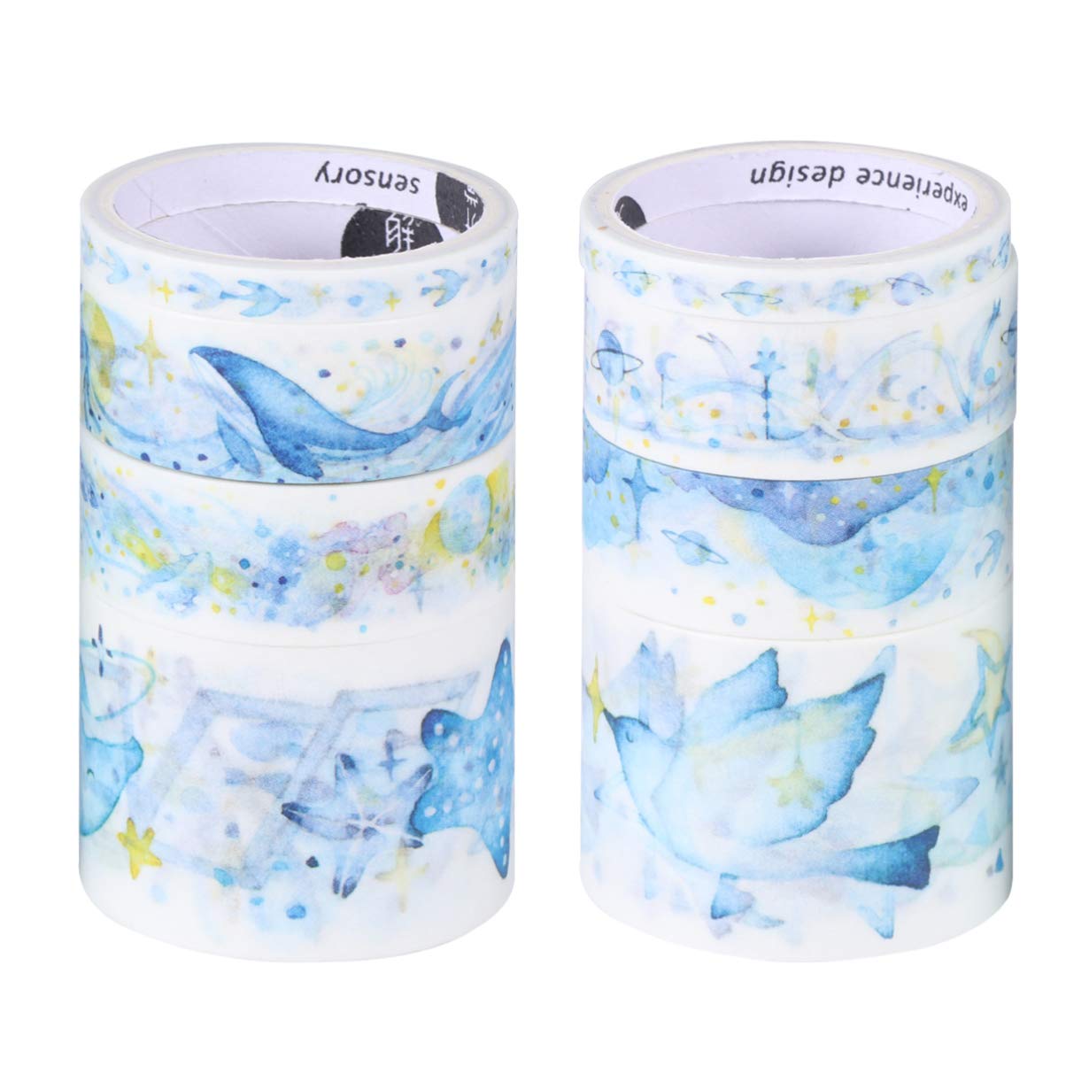 NUOBESTY 8pcs Set Japanese Washi Tape - Ocean Themed Masking Tape for Scrapbooking, DIY Crafts, Journaling, Bullet Journals & Home Decor - Decorative Stickers for Kids & Adults