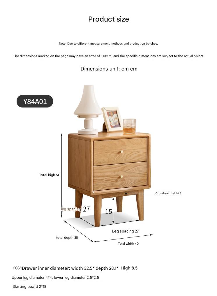 Solid Oak Wood Nightstand - Sturdy Bedside Table with Drawer for Bedroom, Living Room, or Office - Perfect for Storage & Decor