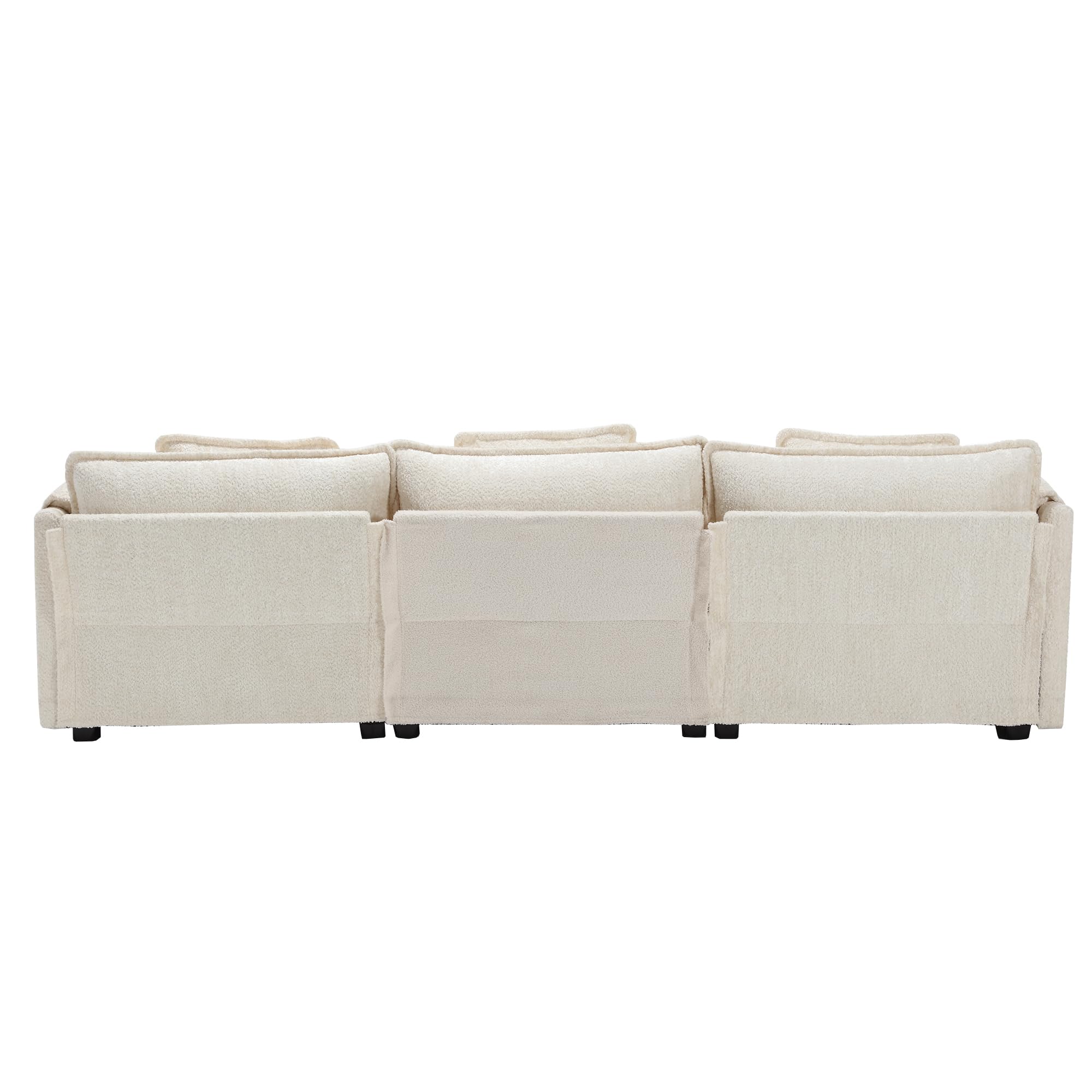 L-Shaped Corner Modular Sectional Sofa with Ottoman & Pillows - Boucle Fleece Upholstery, Double Layer Cushions, Deep Seat - Perfect for Small Space Living Room, Apartment, Home Office (Gray) | Cozy Lounge, Movie Nights & Guest Accommodation