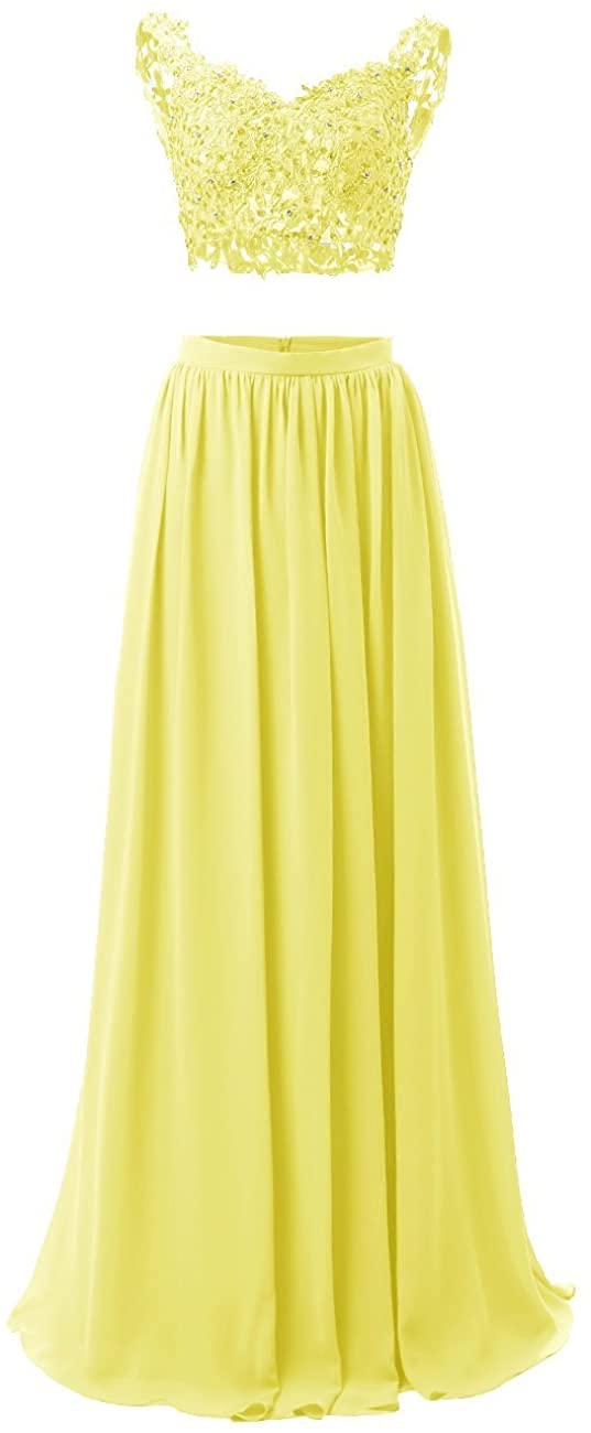Elegant 2-Piece Prom Dress Long Lace Ball Gown with Beaded Chiffon for Evening Gala, Homecoming, Wedding & Formal Events