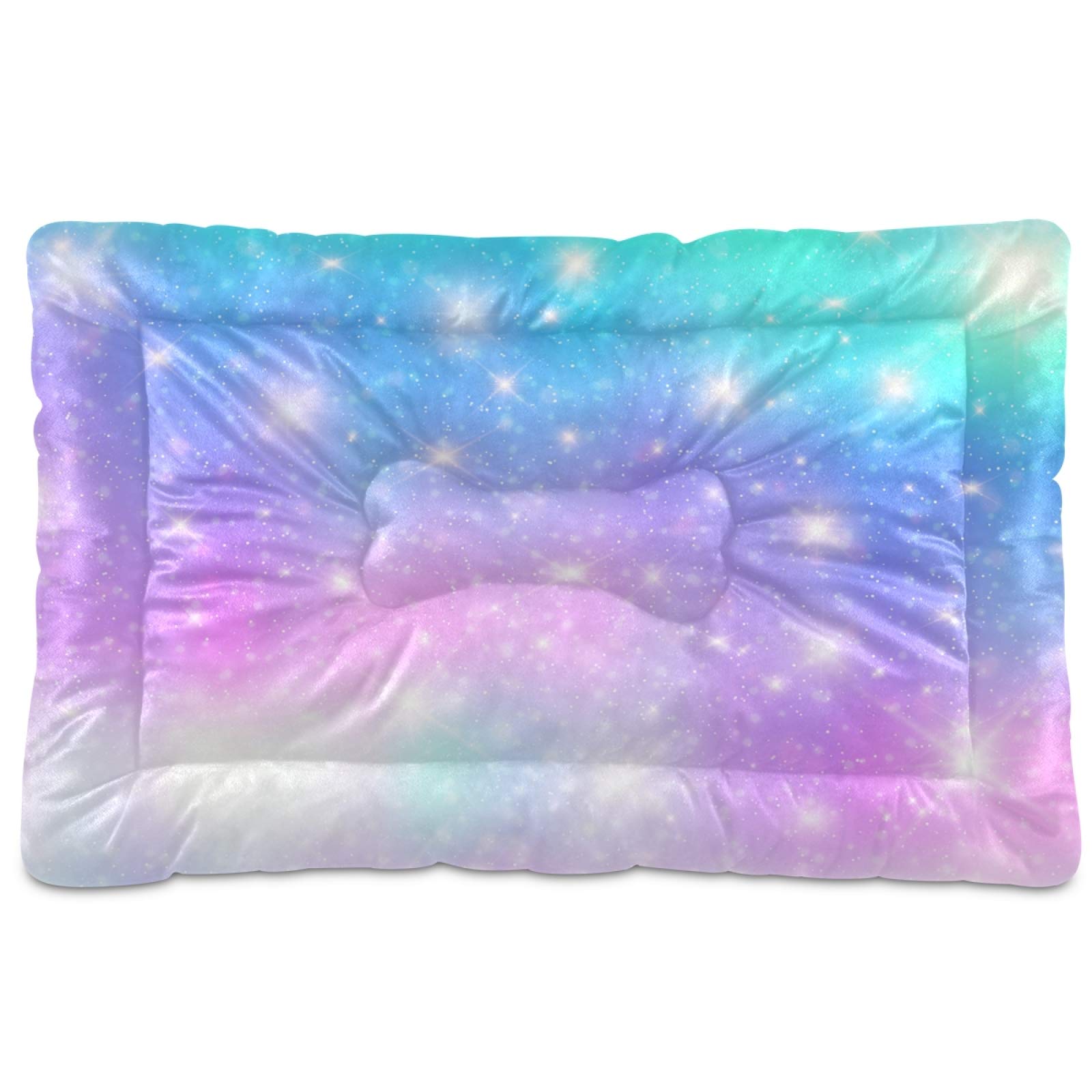 KeepReal Rainbow Galaxy Pet Bed - Ultra Soft Rectangle Dog & Cat Bed for Small, Medium, Large Breeds (36x24 Inches) | Calming Comfort Bed for Pets - Perfect for Living Rooms, Bedrooms & Pet Travel