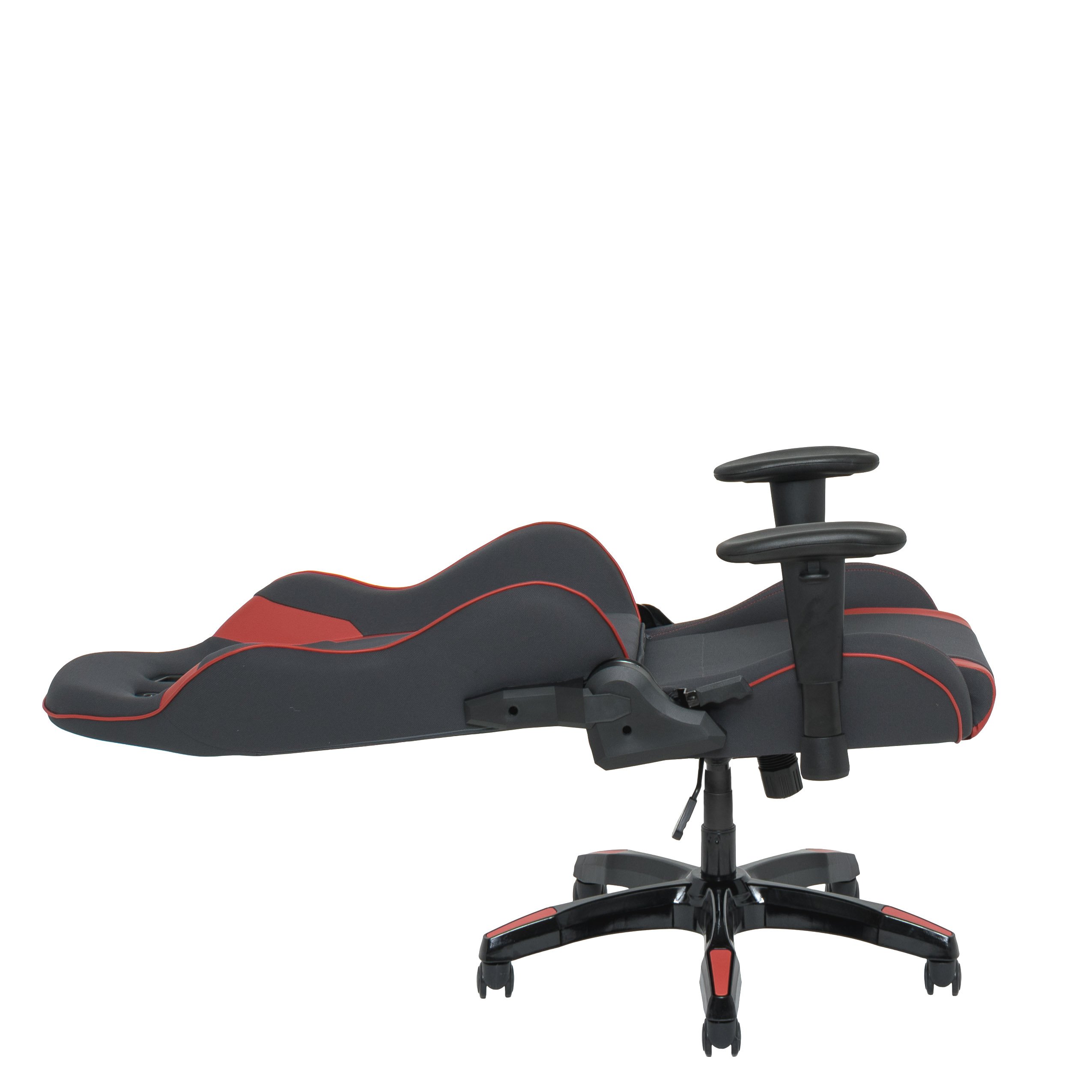 CorLiving Racing Gaming Chair - Ergonomic Office & PC Gaming Chair with Adjustable Height, Lumbar Support, Grey and Red - Perfect for Esports, Streaming & Home Office Setup