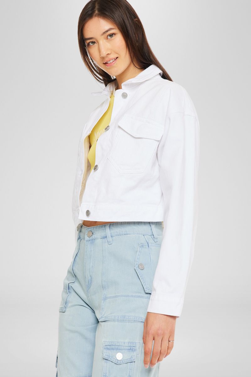 Francis Cropped Jacket - Women's Stylish Denim Jacket for Spring & Fall | Perfect for Casual Outfits, Streetwear & Layering