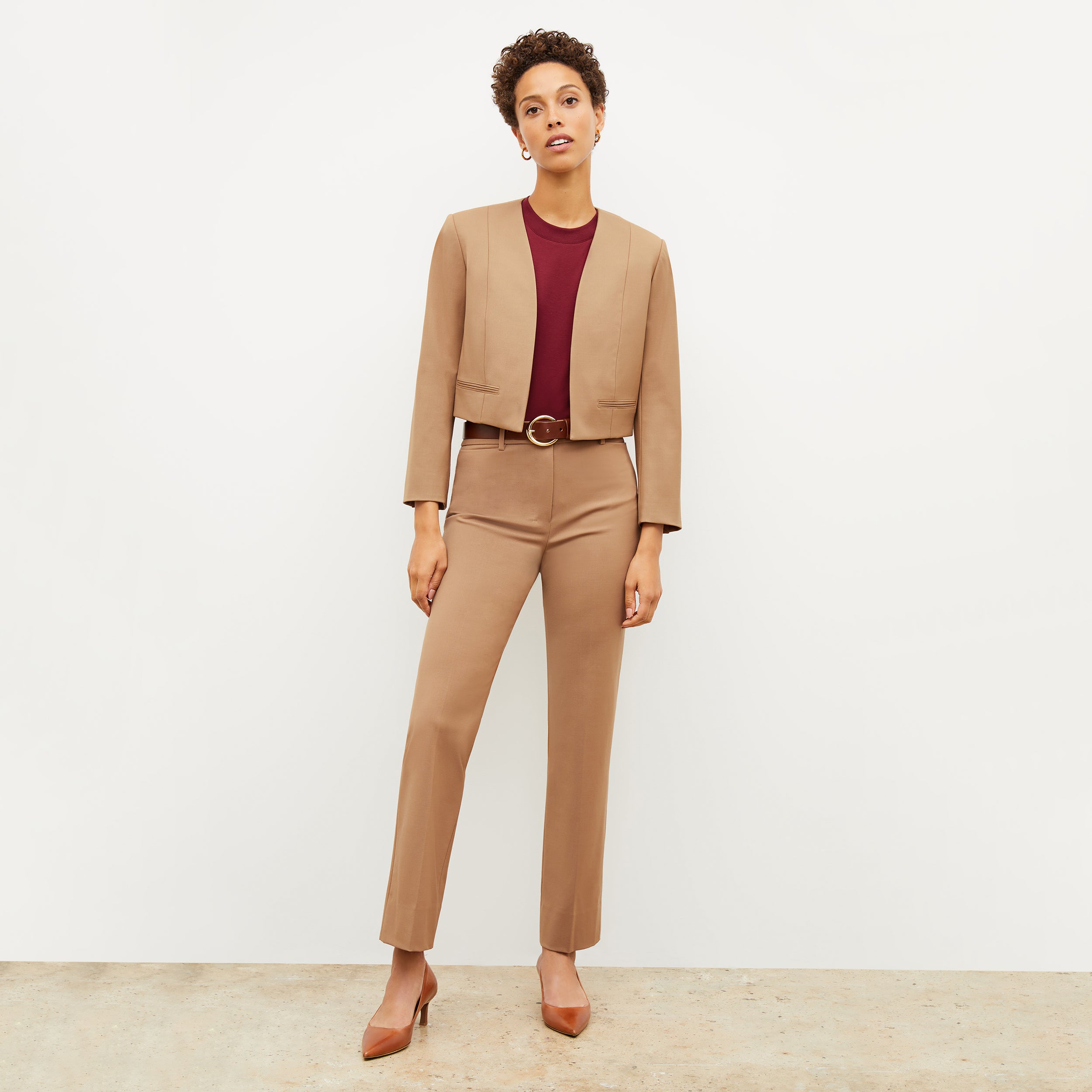 Smith Straight Trouser Washable Wool Twill Pants for Men - Comfortable Office & Business Casual Wear in Camel Color