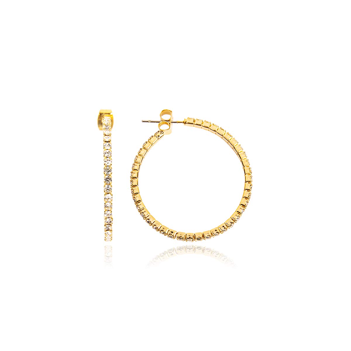 Sparkling Cubic Zirconia Hoop Earrings - Lightweight Rhinestone Pave Statement Jewelry for Women | Perfect for Bridal, Wedding, Party & Special Occasions