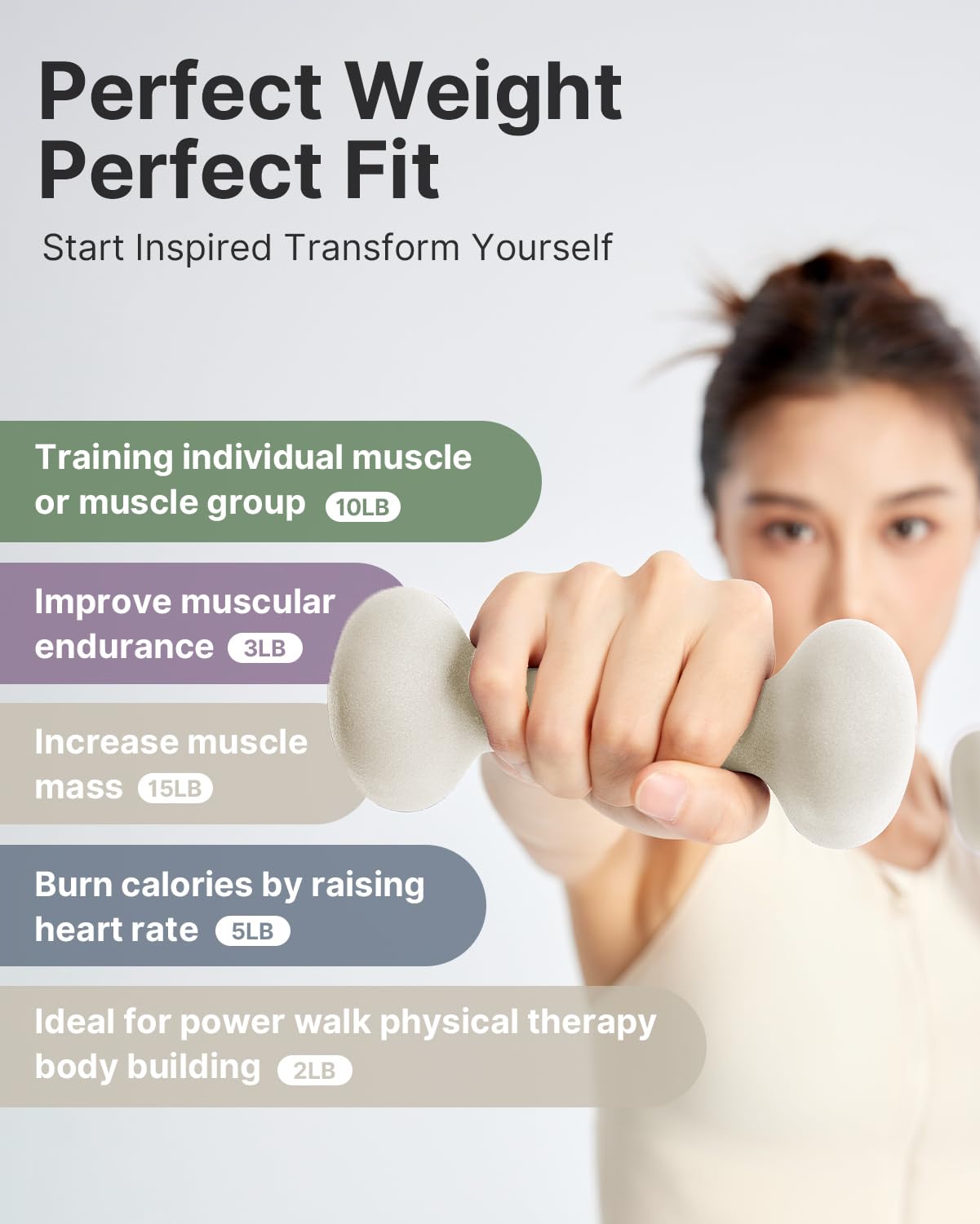 YOTTOY 2-15 Pound Dumbbells Set for Women - Non-Slip Neoprene Hand Weights for Home Workouts & Strength Training | Portable Fitness Equipment for Yoga, Pilates & Home Gym