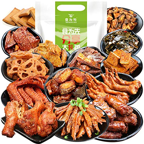 Spicy Snack Gift Box - 1076g Assorted Chinese Braised Snacks, Famous Sauce Flavored (360g) | Perfect for Parties, Gifts & Asian Food Lovers