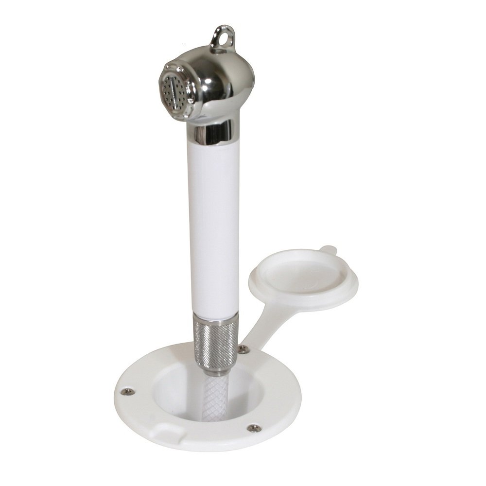 Scandvik White Recessed Transom Shower with 6-Foot Hose - Perfect for Bathroom Renovations and Spa-Like Shower Experiences