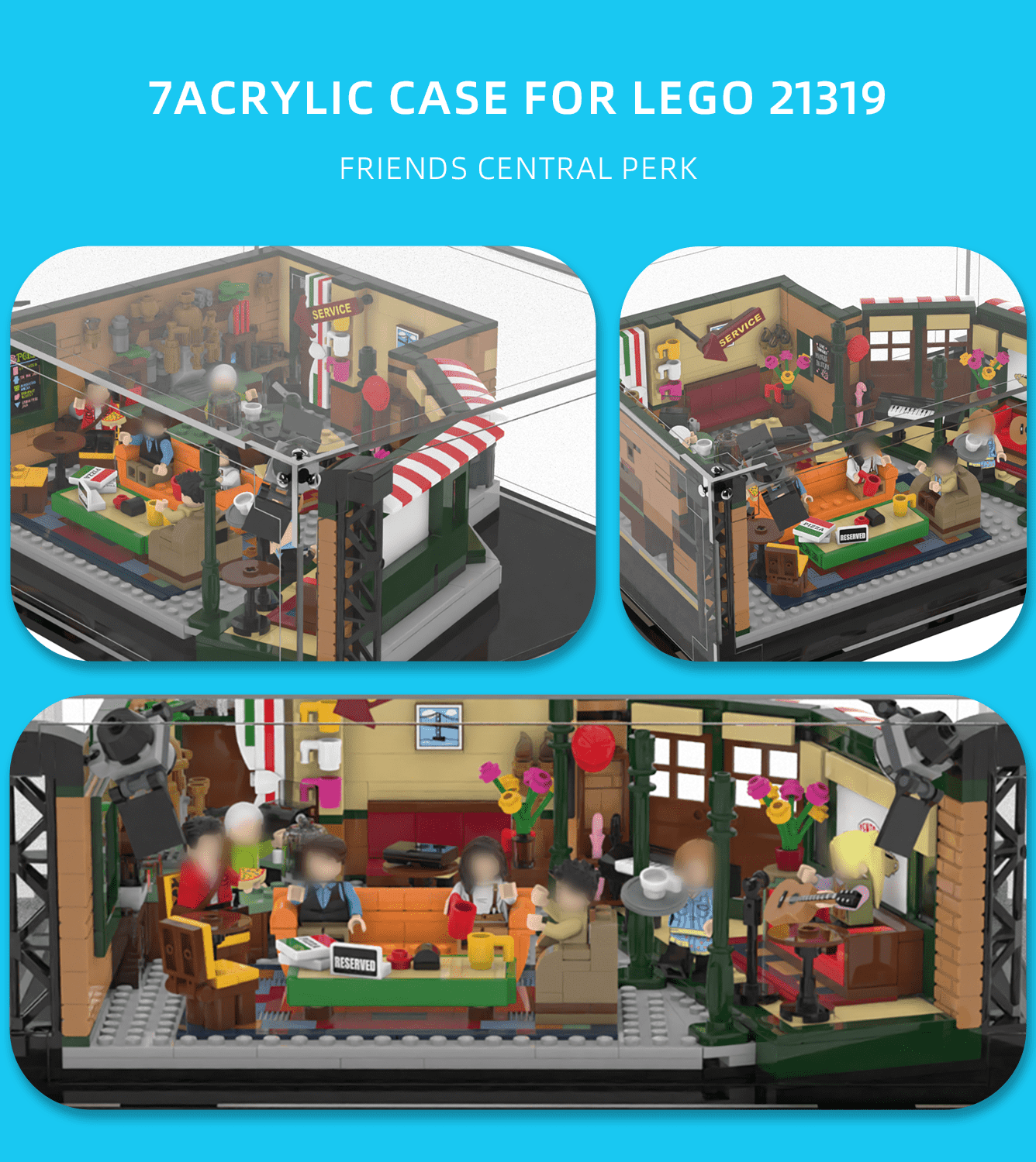 Lego Friends Central Perk 21319 Display Case - Clear Acrylic Showcase for Lego Sets - Perfect for Home Decoration, Collectible Protection & Gift Presentation