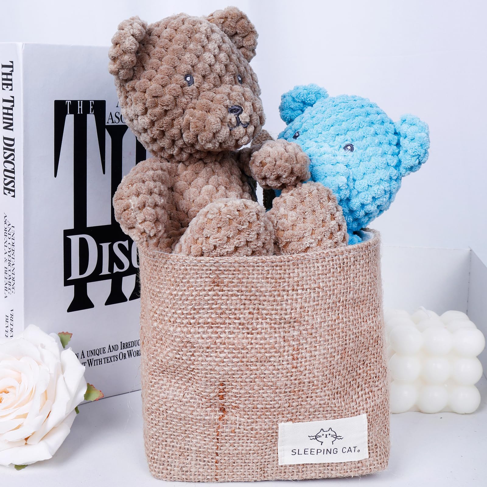 Cotton and Linen Hanging Storage Basket - Small Desktop Organizer for Keys, Jewelry, Office Supplies - Perfect for Home, Office & Dorm Room Organization