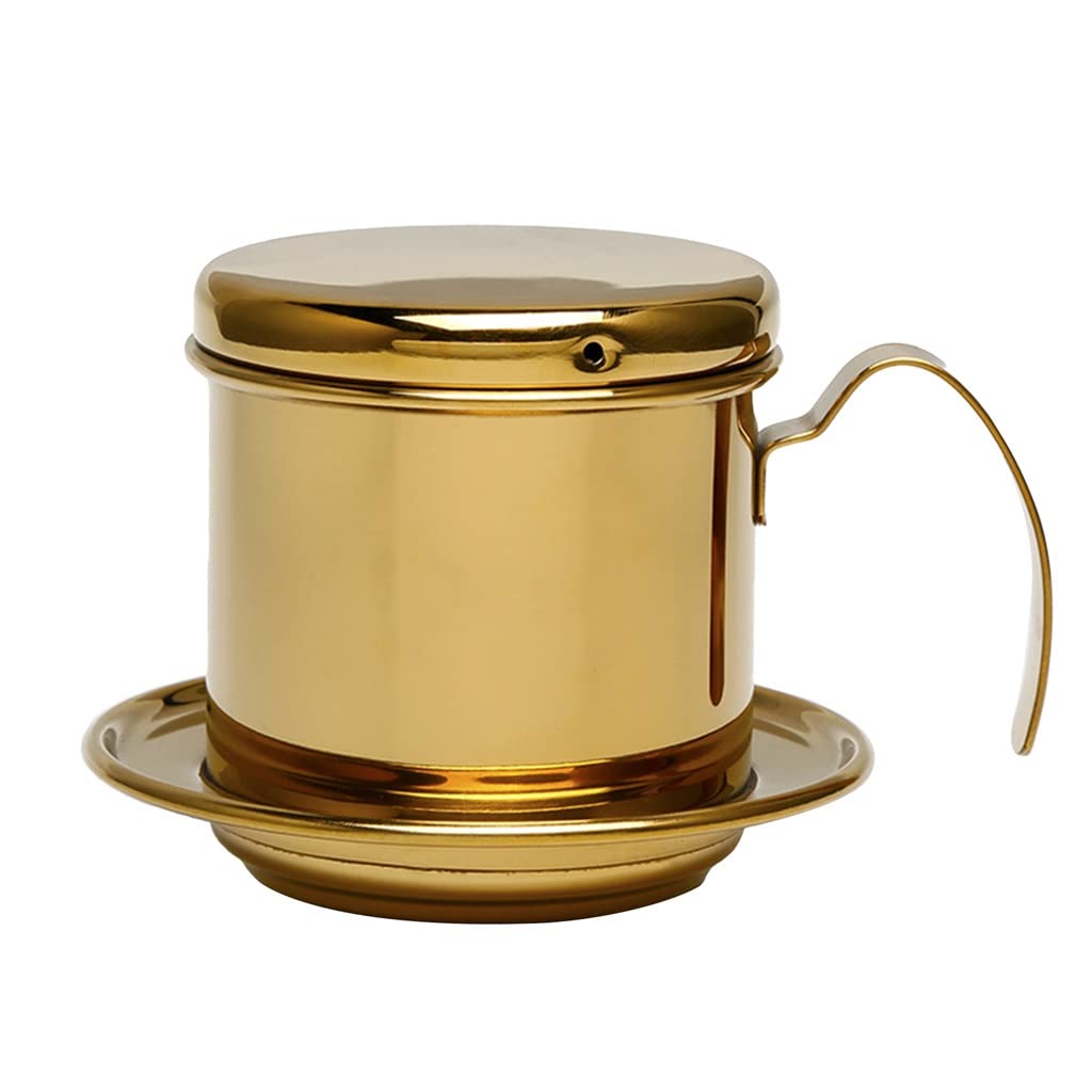 Premium Portable Stainless Steel Vietnamese Coffee Drip Filter - Gold Espresso Maker & Travel Kettle (1pc) - Perfect for Camping, Office & Home Brewing
