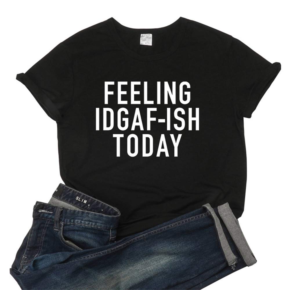 Funny IDGAF Graphic T-Shirt for Women - Sarcastic Letter Print Tee - Perfect for Casual Wear, Girls Night Out & Relaxing at Home