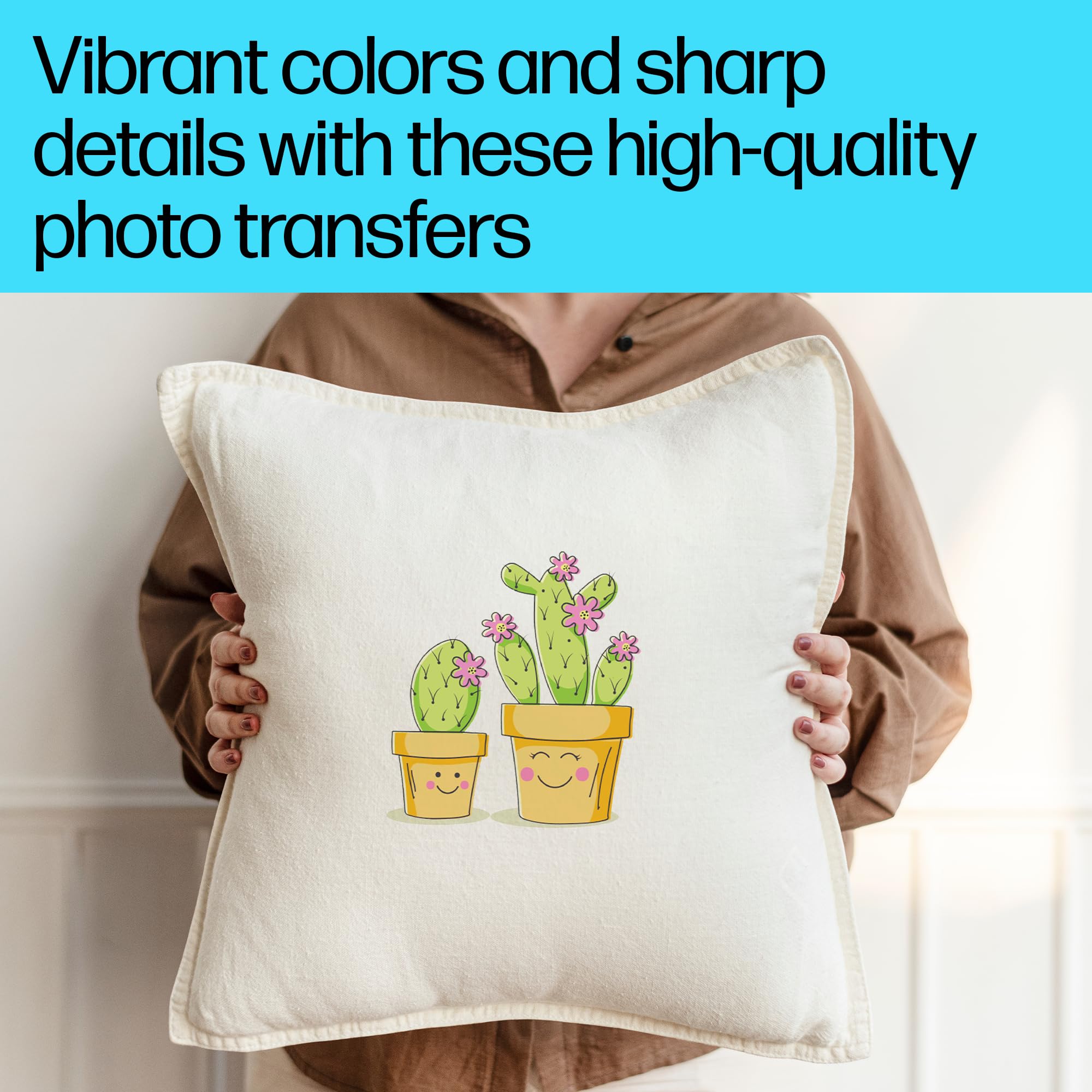 HP C6049A Iron-On Transfer Paper 8.5x11 Inches - 12 Sheets Pack for Inkjet Printers | Create Vibrant Photo & Graphic Transfers on T-Shirts, Clothes, Pillows | DIY Custom Apparel, Home Decor & Craft Projects
