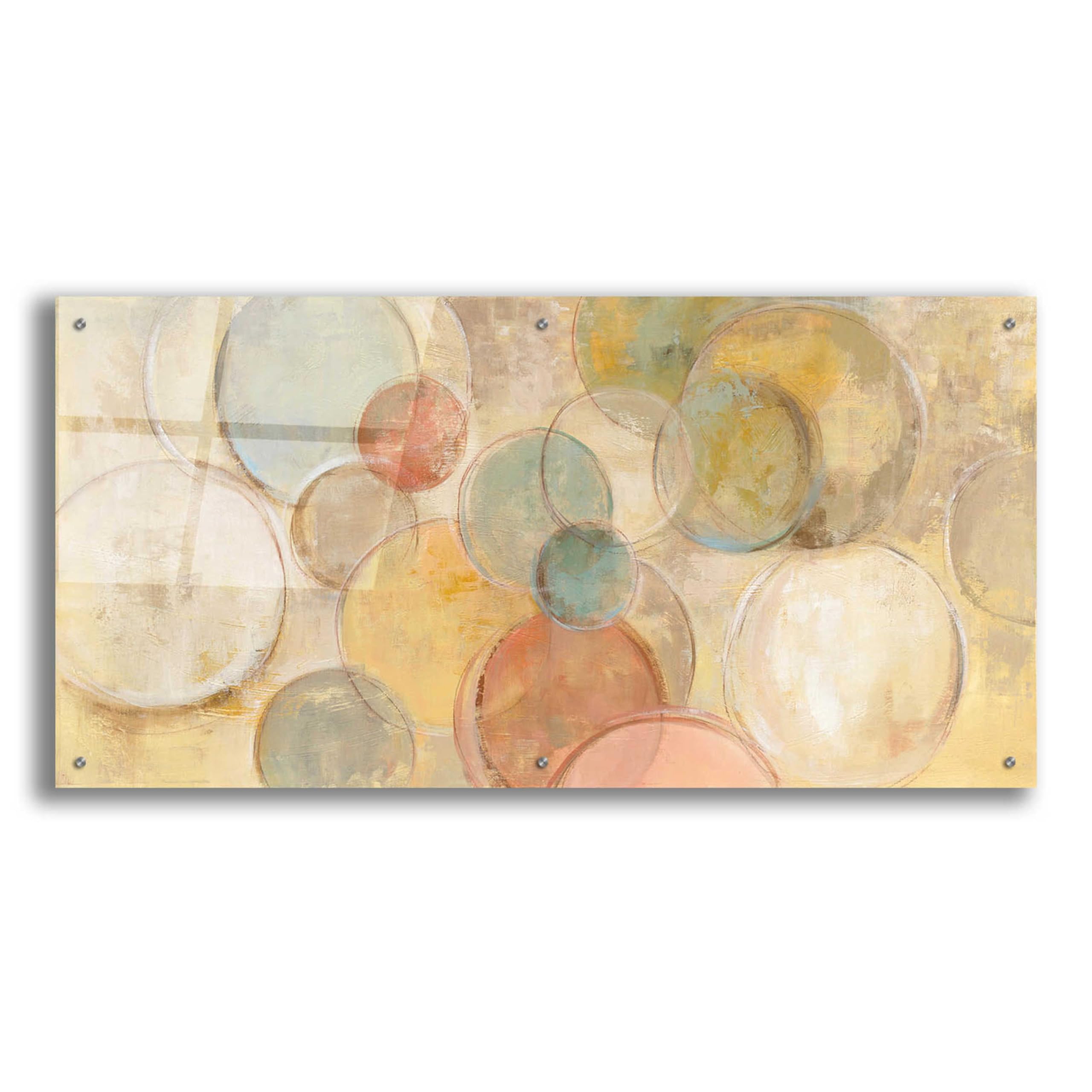 Epic Art 'Fresco Bubbles' by Silvia Vassileva - 48x24 Inch Acrylic Glass Wall Decor, Modern Abstract Painting for Living Room, Bedroom & Office