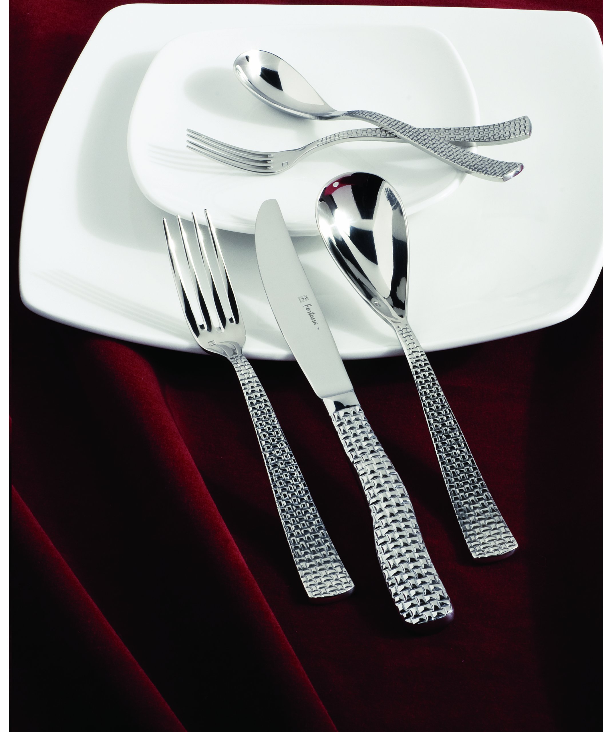 Fortessa Cestino 18/10 Stainless Steel Flatware Set - 12 Elegant Dessert & Oval Soup Spoons for Fine Dining & Entertaining