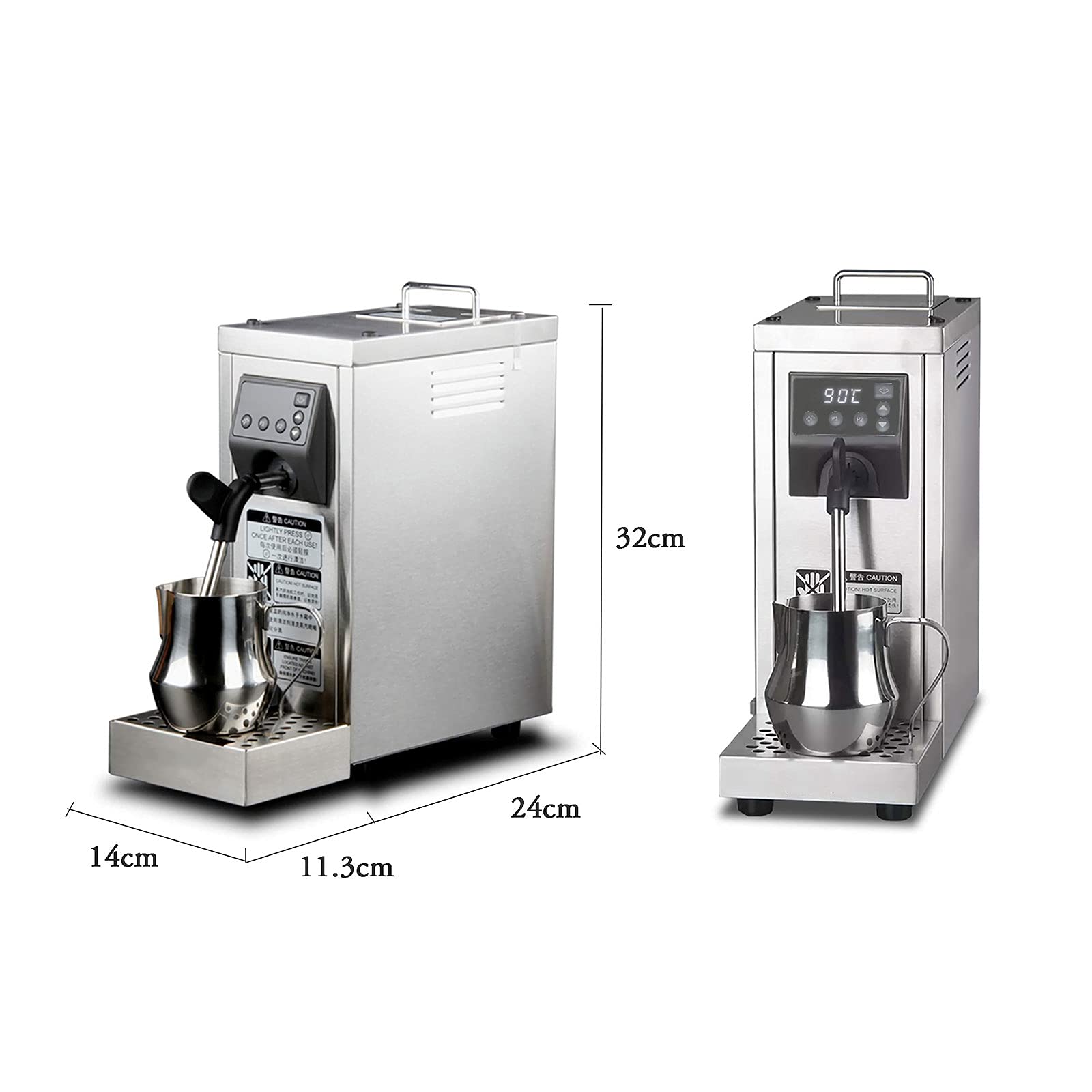 JFF Commercial Milk Steamer 220V - Automatic Electric Milk Frother for Coffee, Cappuccino & Latte - Professional Steam Milk Foam Maker for Coffee Shops, Cafes & Home Baristas