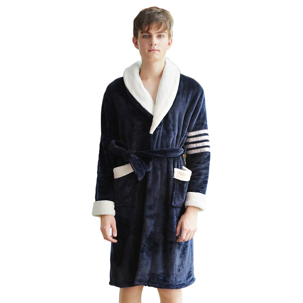 Premium Men's Waffle Cotton Bathrobe - Lightweight Shawl Collar Flannel Robe for Spa, Sauna & Relaxation at Home | Soft Long SPA Robe for Lounging, After Shower & Self-Care Moments