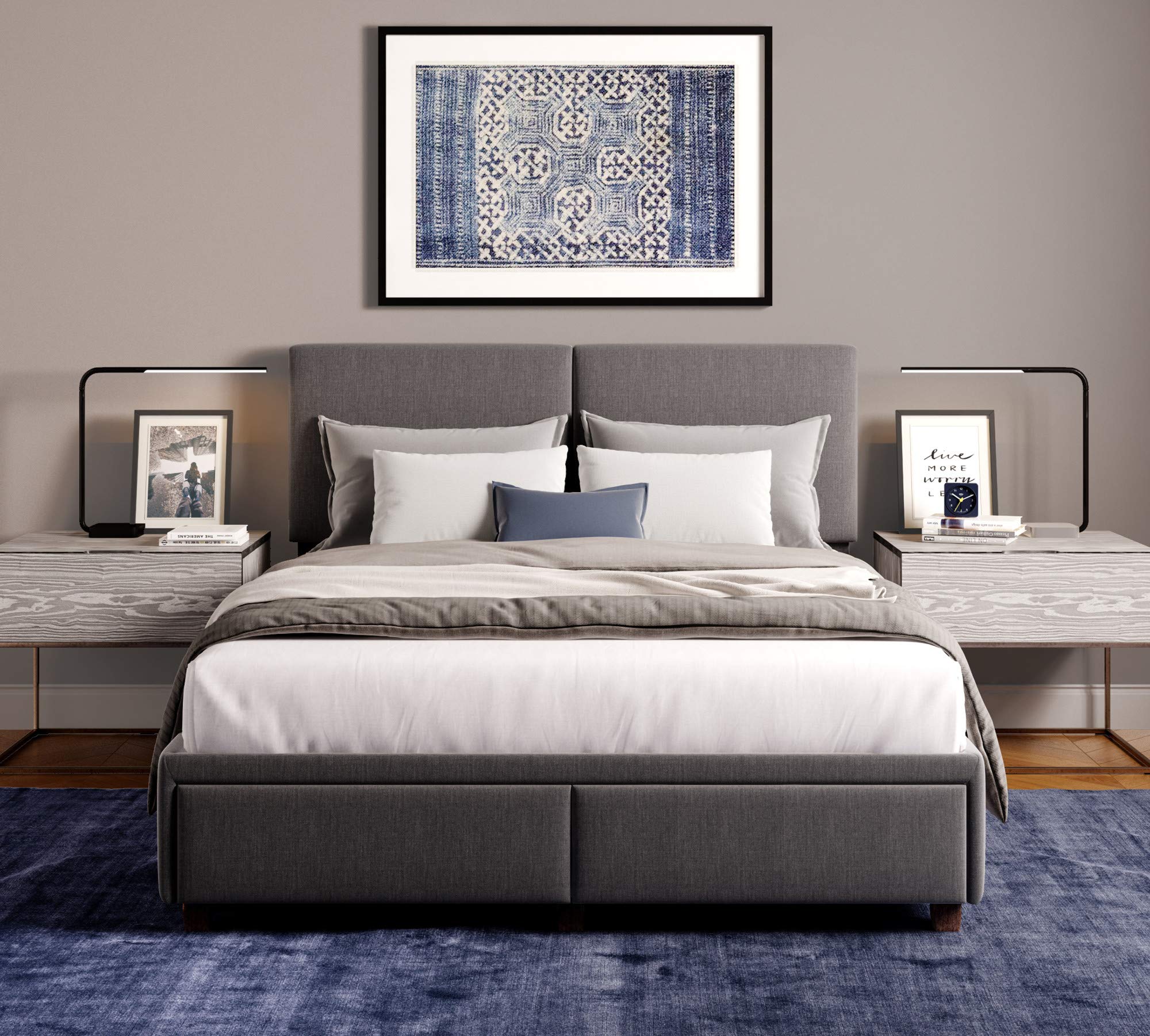 Finch Maxwell Upholstered Storage Bed Frame with 2 Large 29